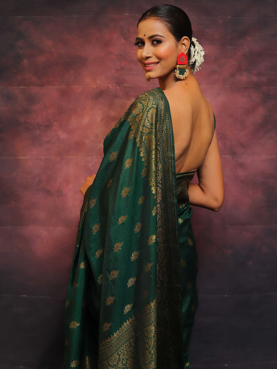 Elegant Banarasi Silk Saree with Rich Golden Zari Work