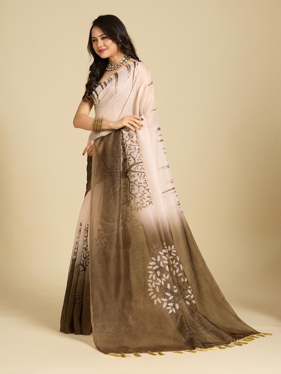 designer cotton linen saree, thoughtfully crafted for all-day comfort and timeless style
