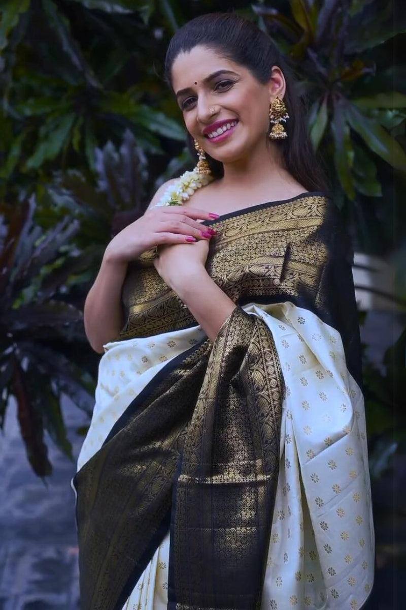 Woven Design Zari Silk Blend Handloom Saree