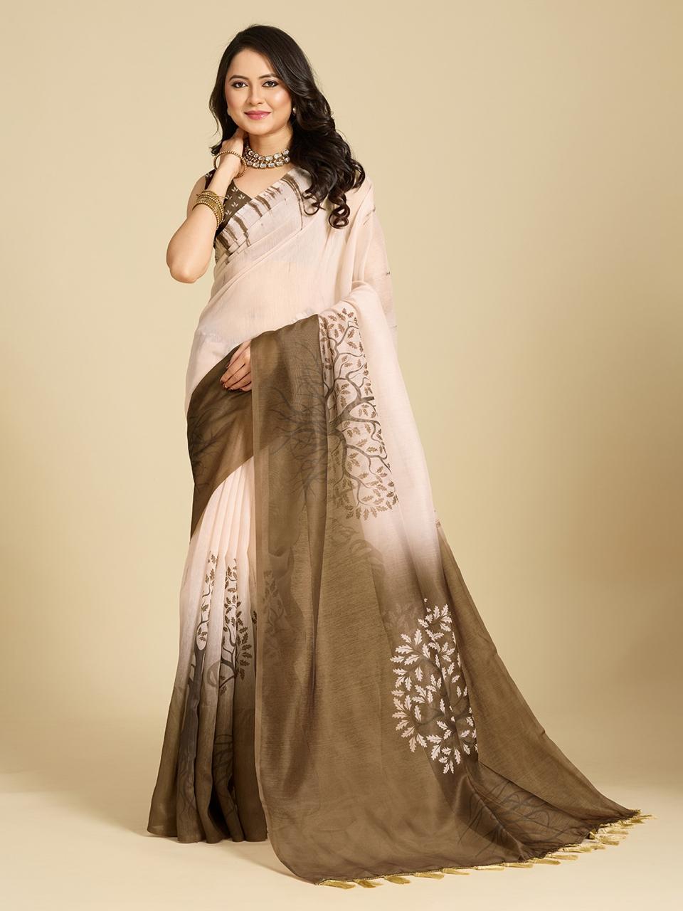 designer cotton linen saree, thoughtfully crafted for all-day comfort and timeless style