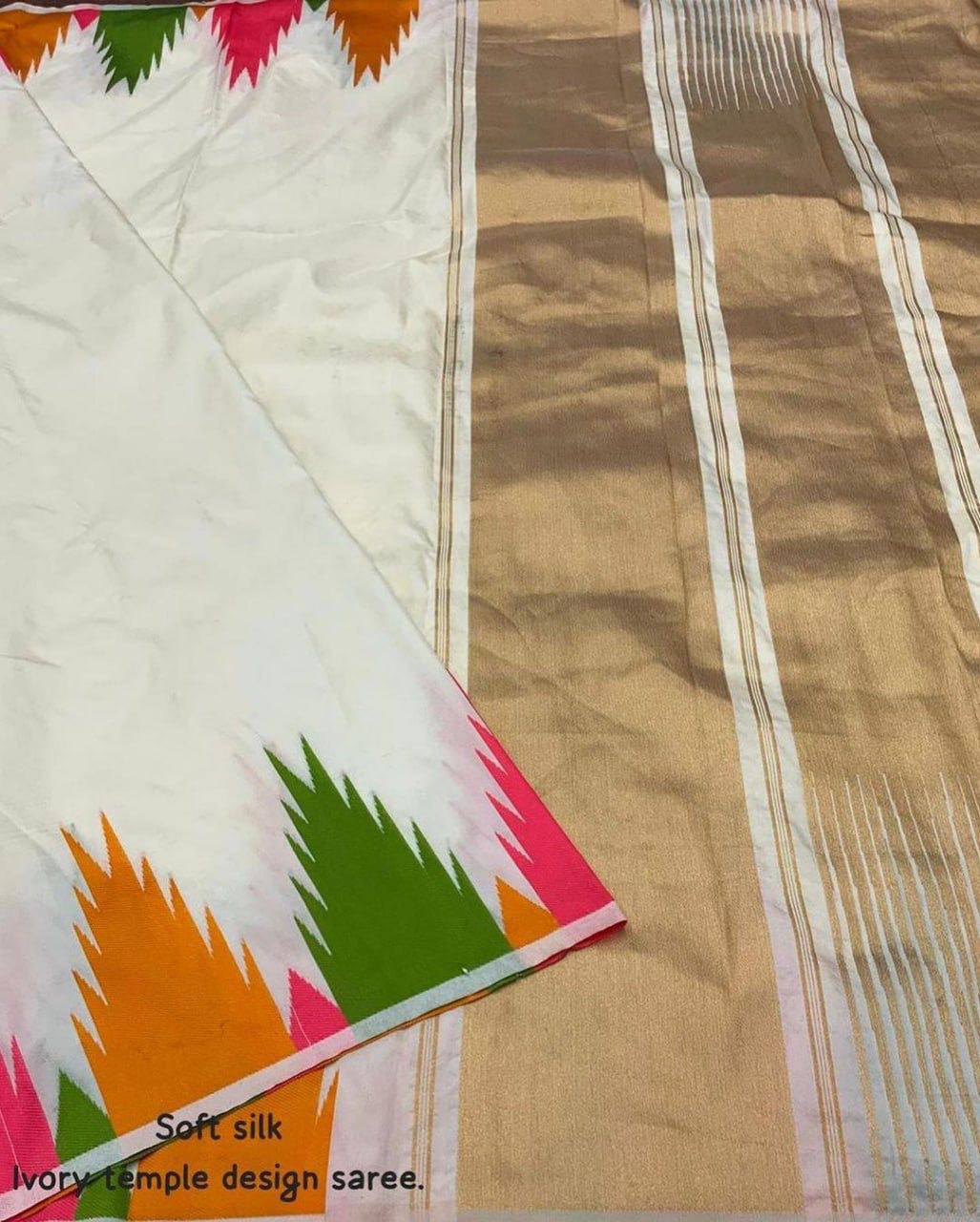 Ready to Wear Soft Silk Saree in Temple Design