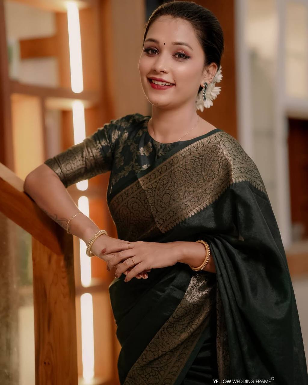 Classic Banarasi Woven Soft Saree with Antique Zari Borders