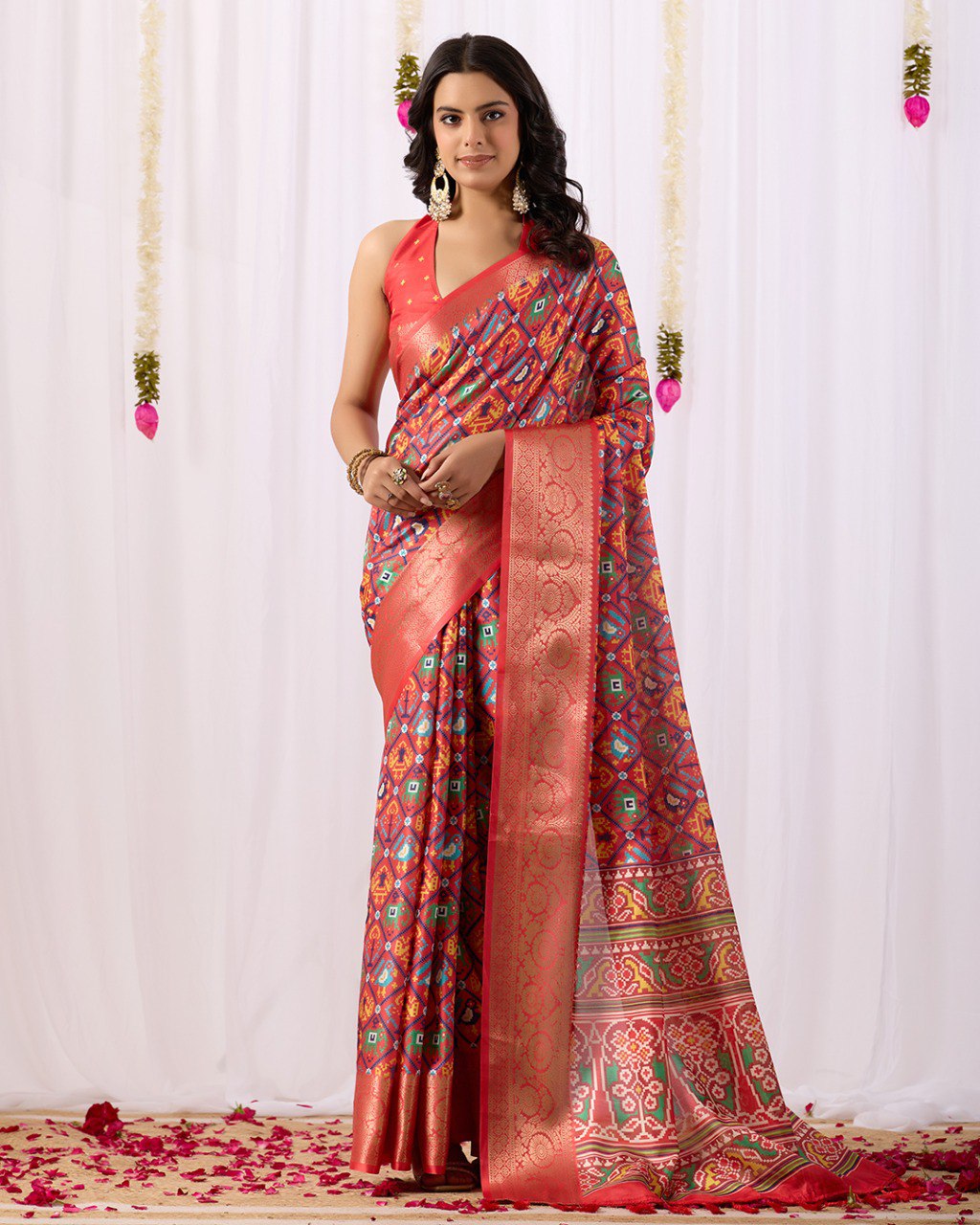 Soft Lichi Silk Saree with Rich Patola Weaving Design
