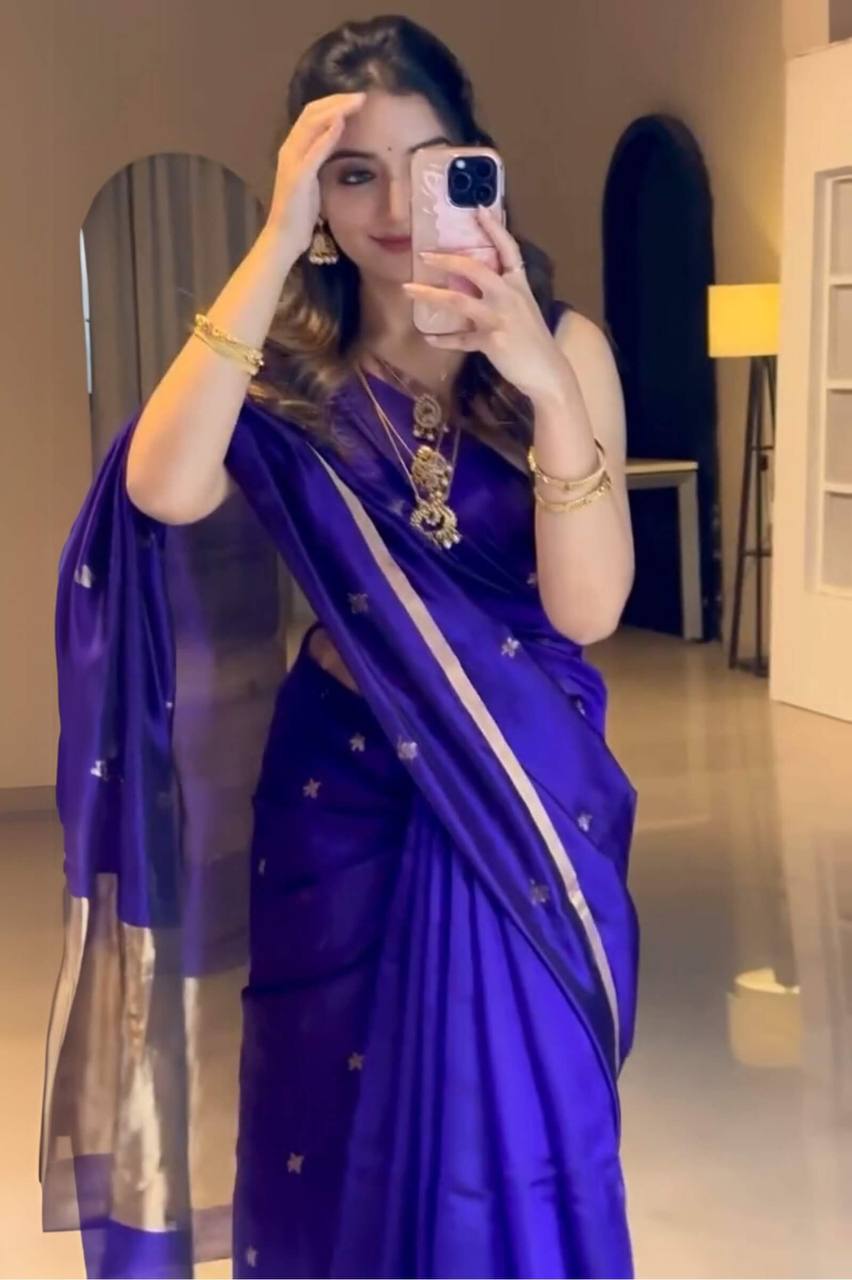 Royal Blue Soft Silk Saree With Exquisite Blouse Piece