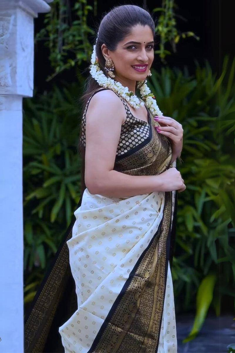 Woven Design Zari Silk Blend Handloom Saree