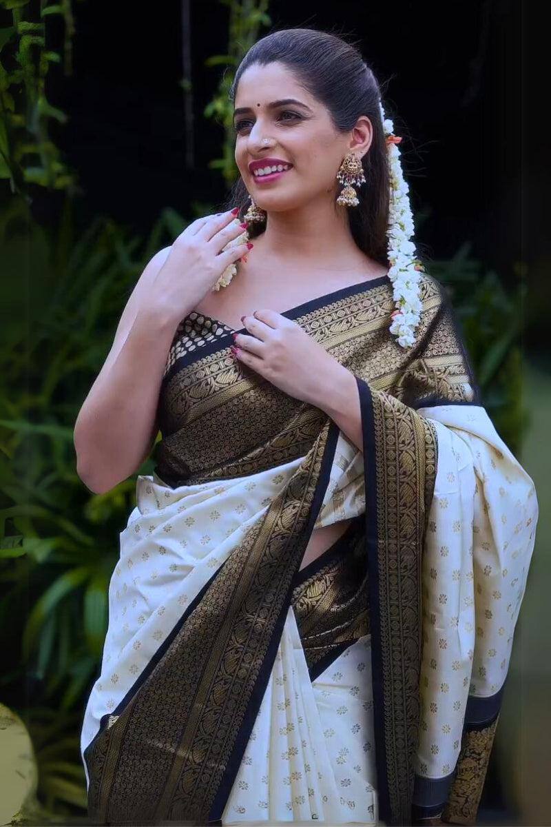 Woven Design Zari Silk Blend Handloom Saree
