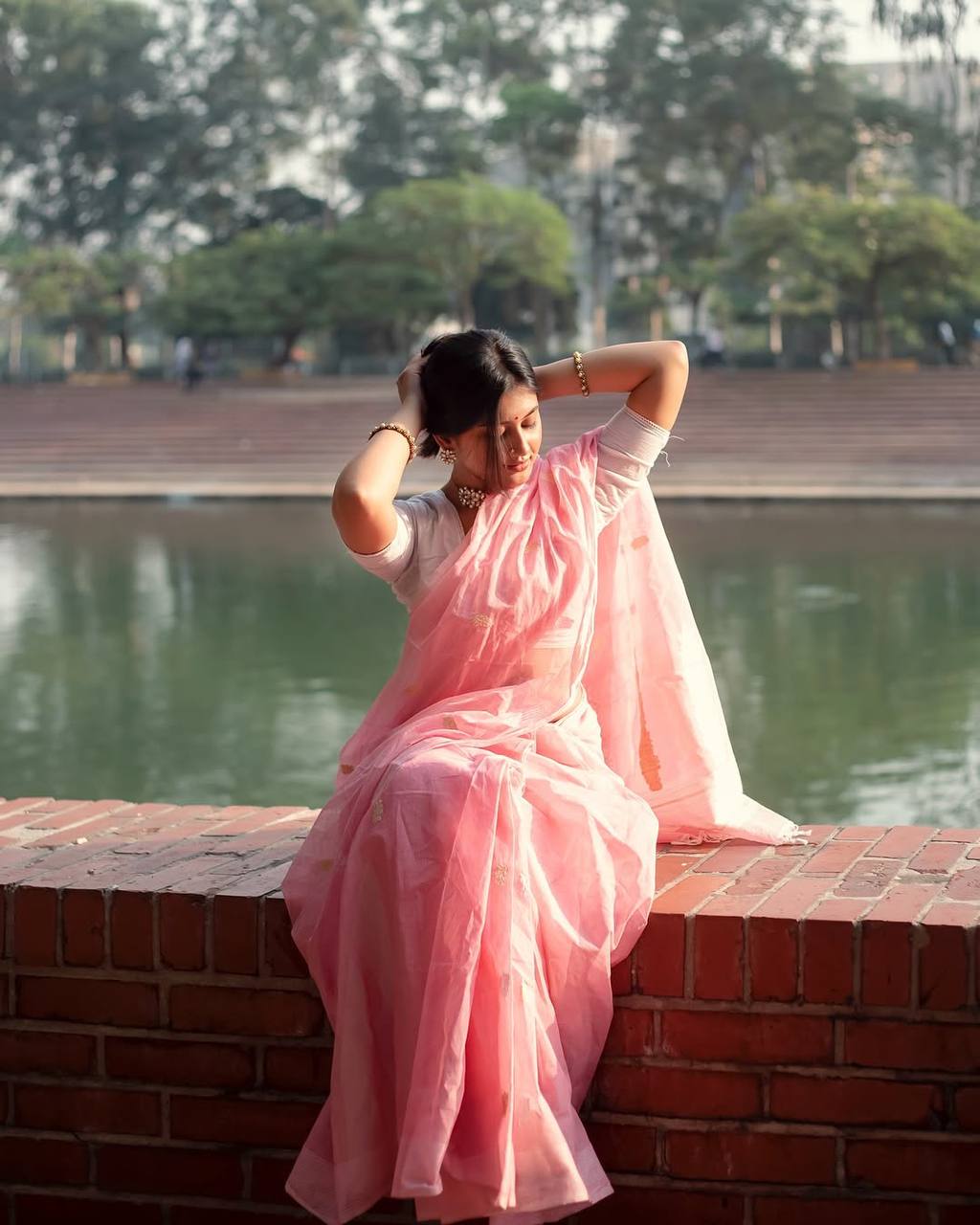 Embellished Zari Silk Blend Handloom Banarasi Saree