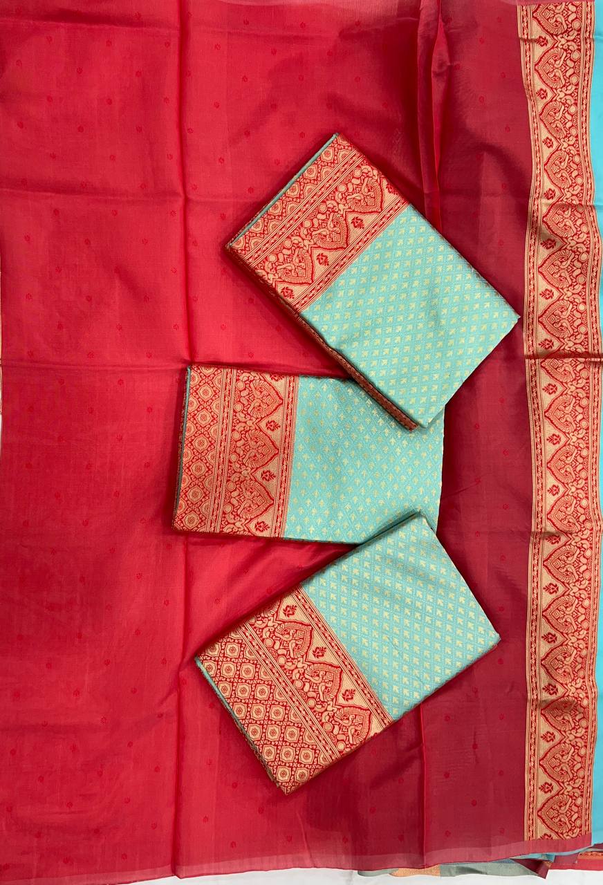 SOFT LICHI SILK RICH PALLU AND JACQUARD WORK SAREE