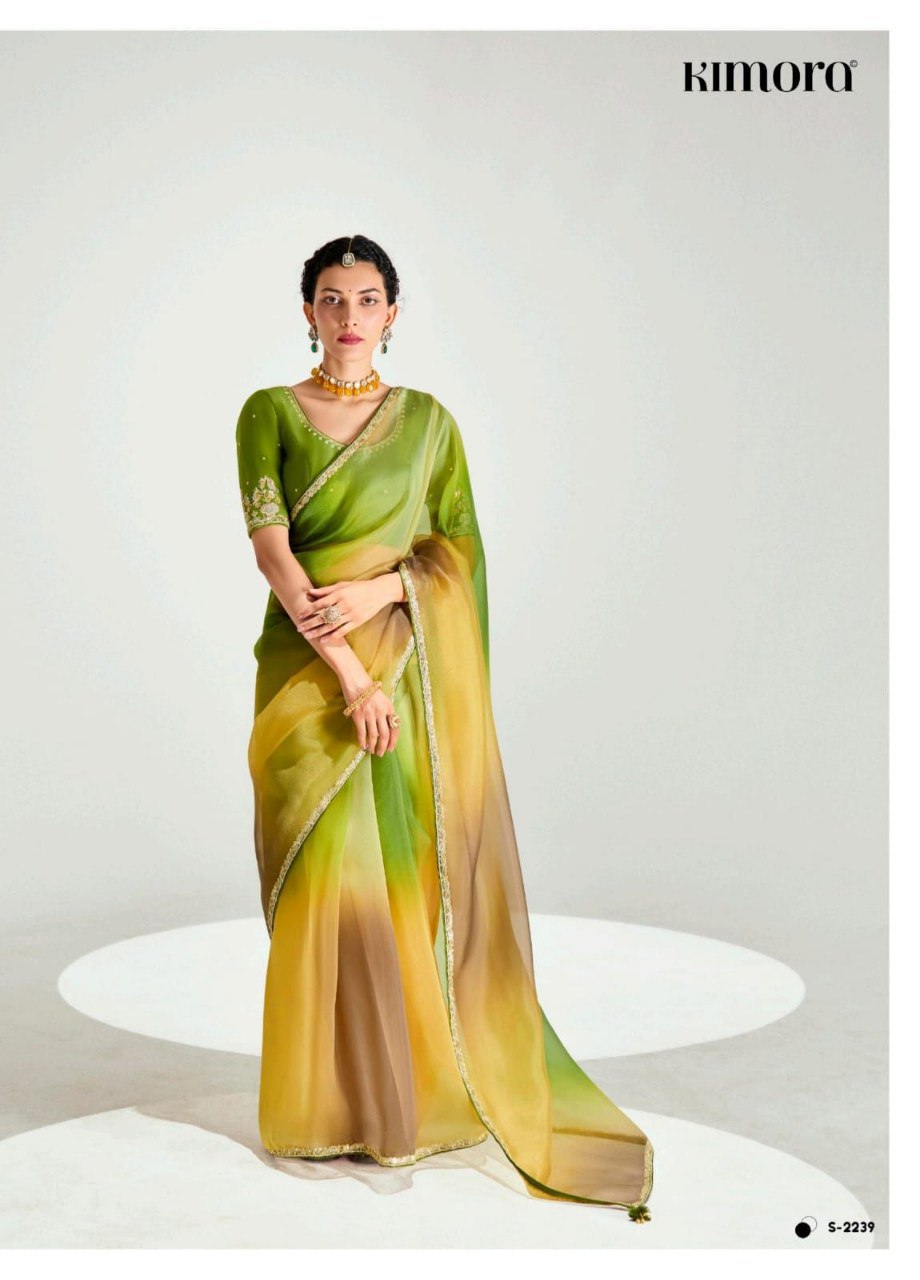 Launching new amazing  Designer Tissue Saree With Embroidered Blouse
