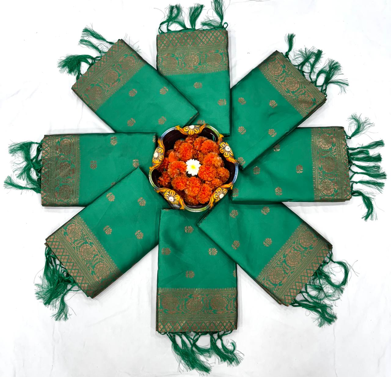 Green Lichi Silk Jacquard Work All Over Saree
