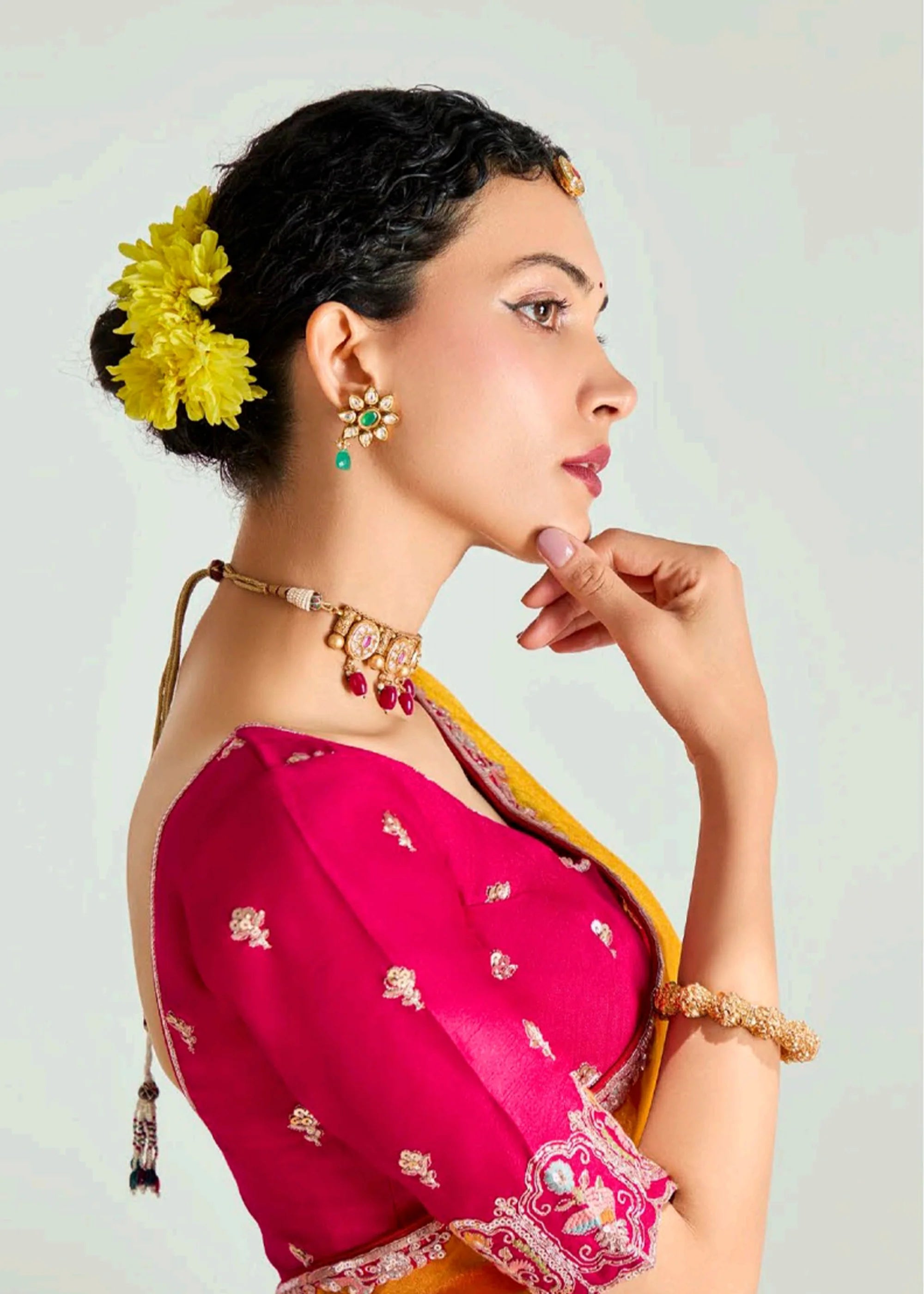 Launching new amazing  Designer Tissue Saree With Embroidered Blouse