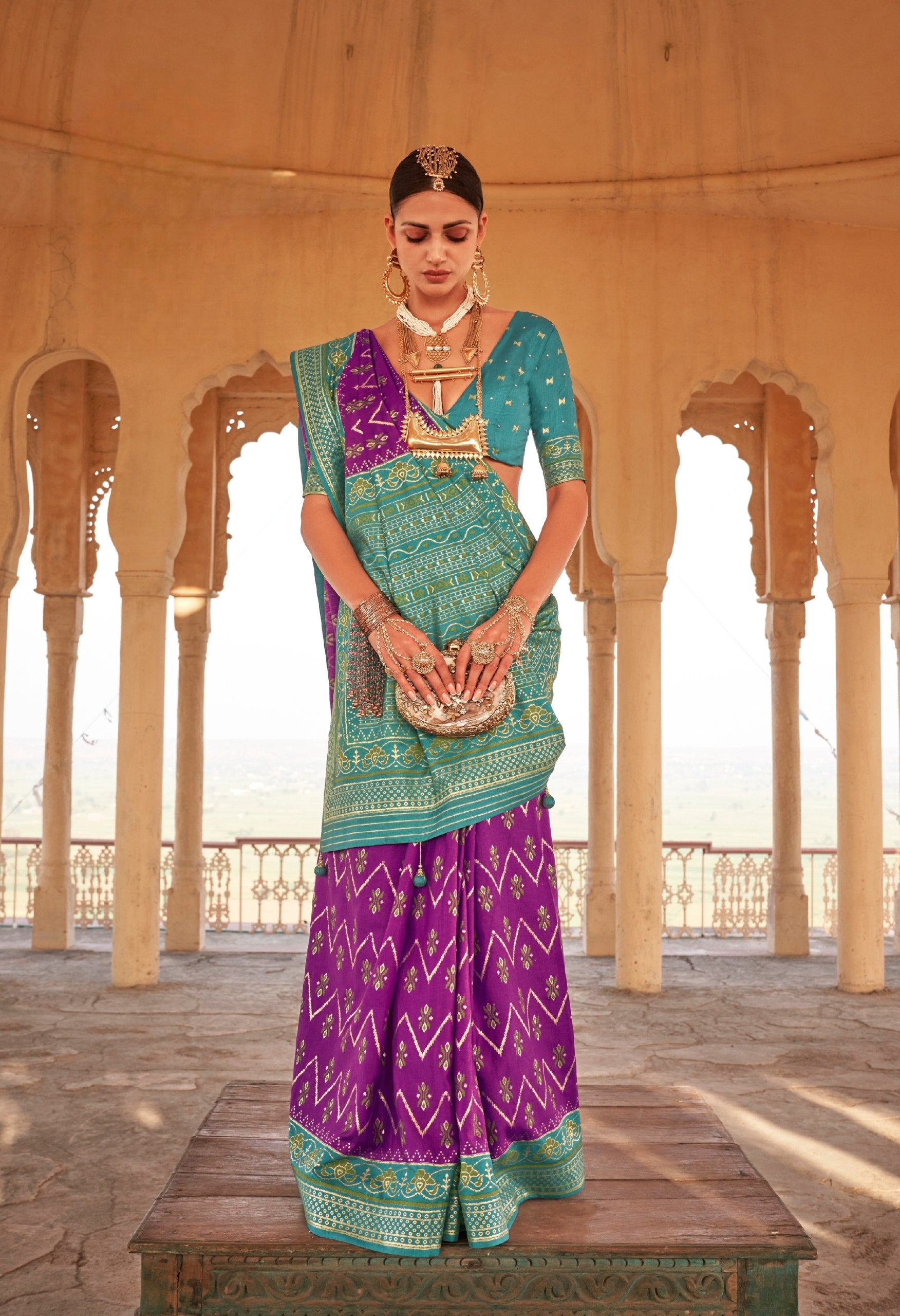 Classic Banarasi Saree with Contrast Pallu and Blouse