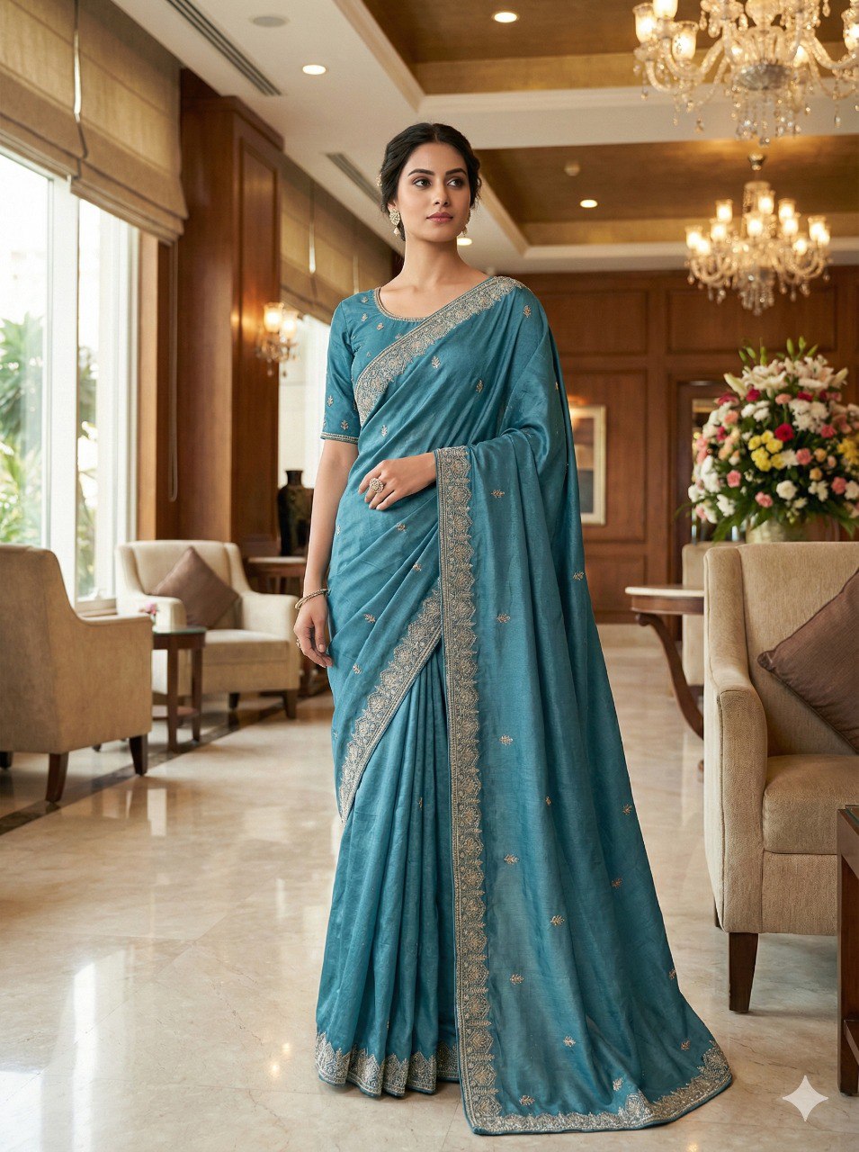 EXCLUSIVE BEAUTIFUL SPECIAL EMBERODERY WORK AND DIAMOND WORK SAREE