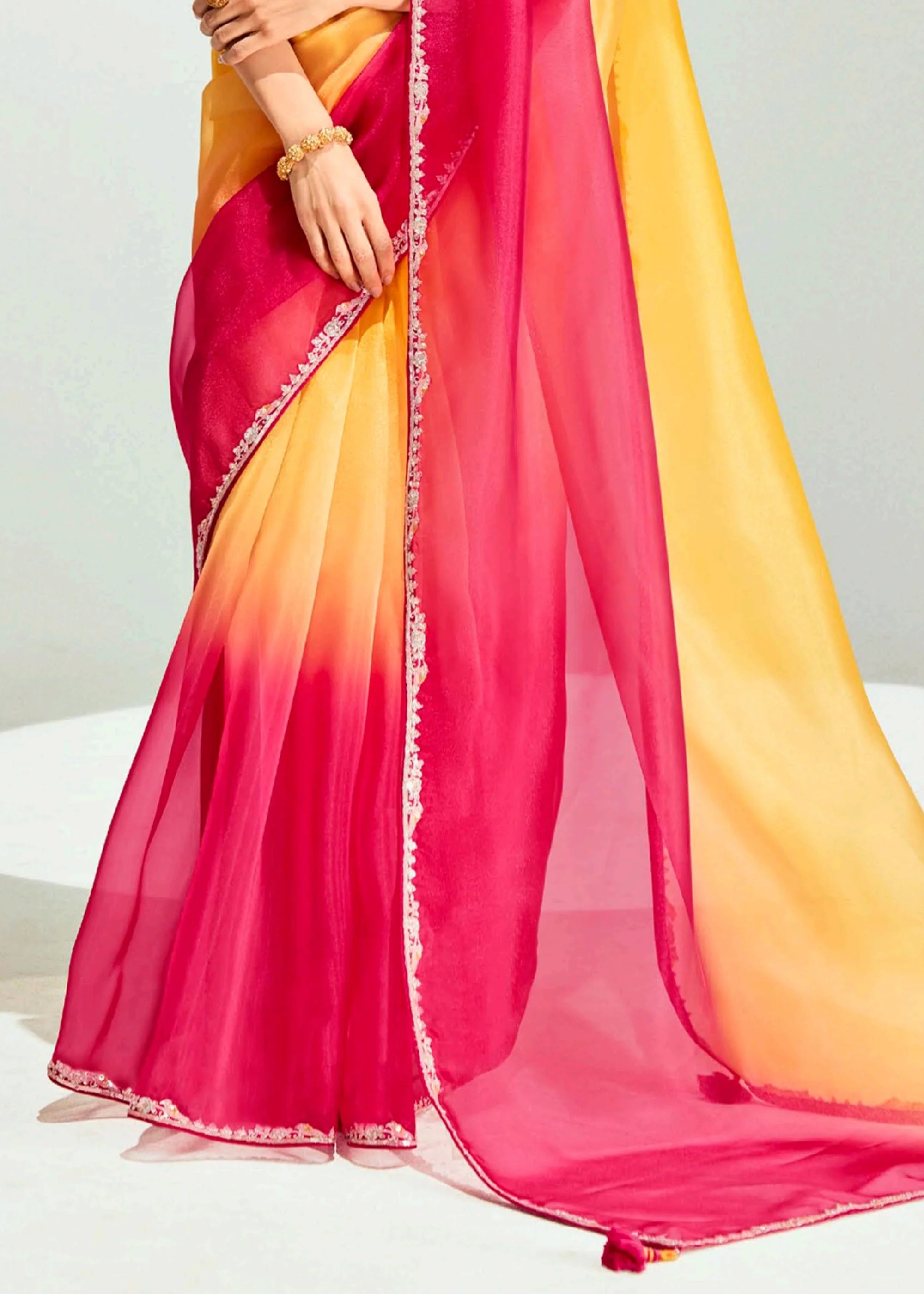 Launching new amazing  Designer Tissue Saree With Embroidered Blouse