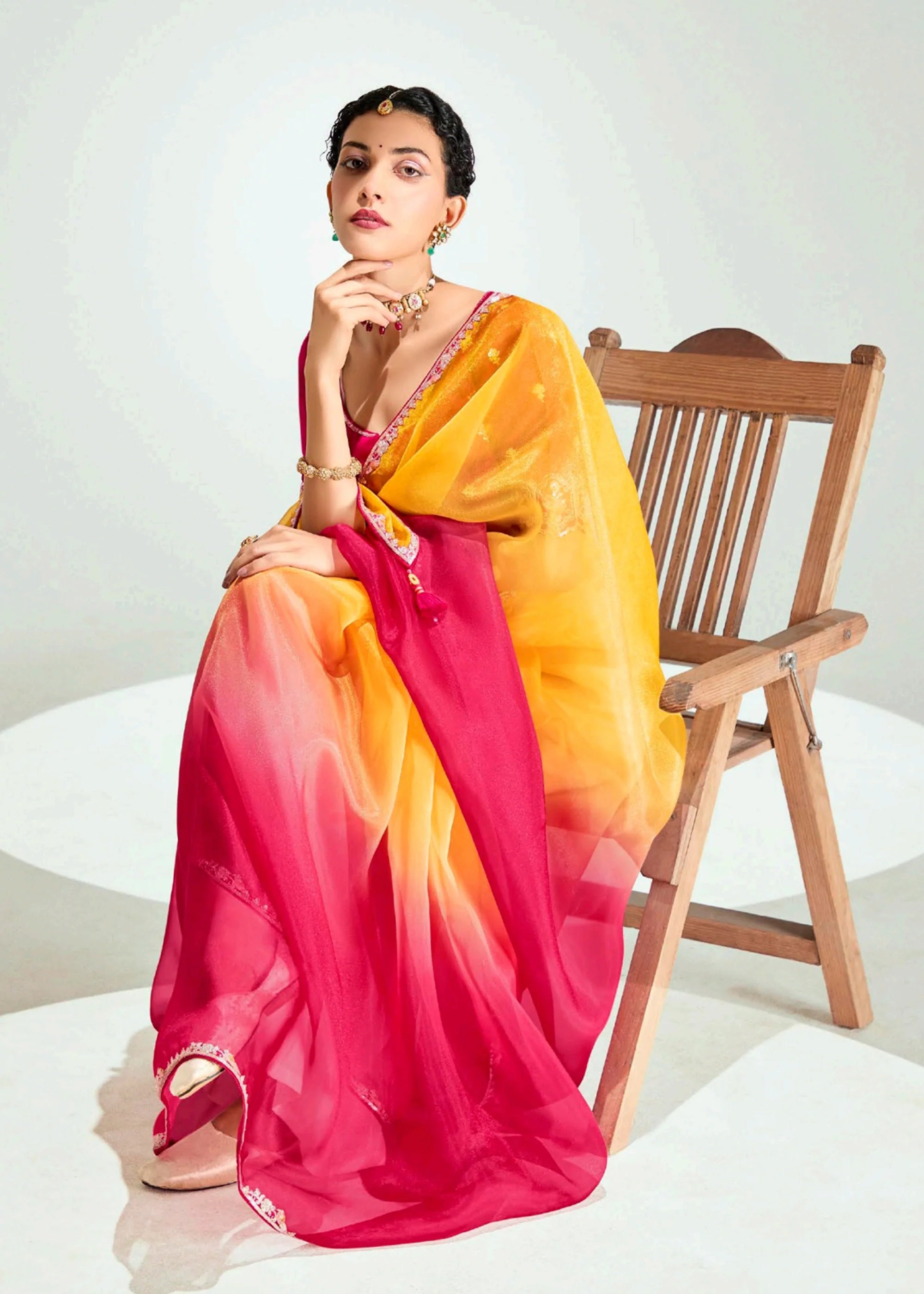 Launching new amazing  Designer Tissue Saree With Embroidered Blouse