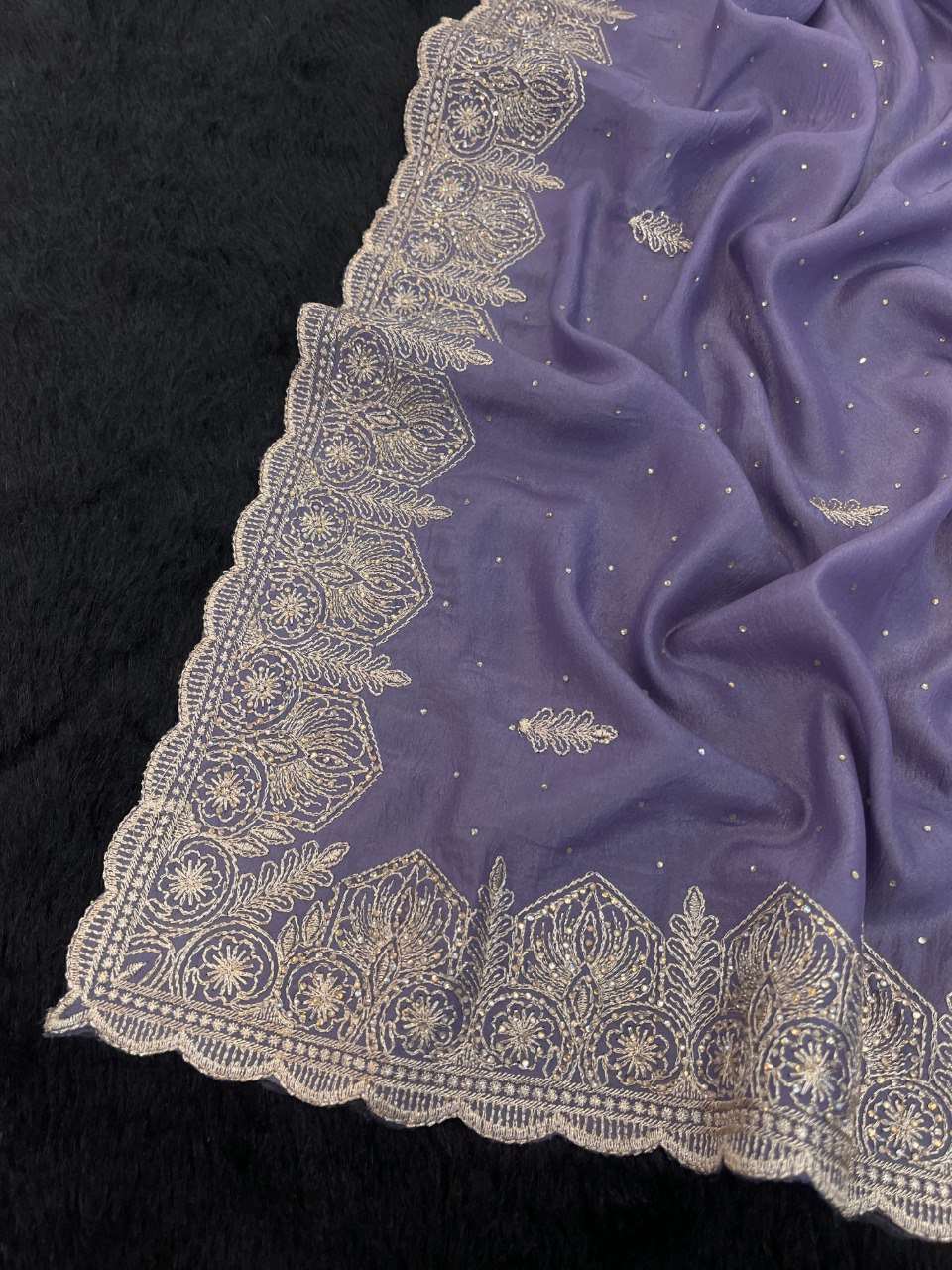 EXCLUSIVE BEAUTIFUL SPECIAL EMBERODERY WORK AND DIAMOND WORK SAREE