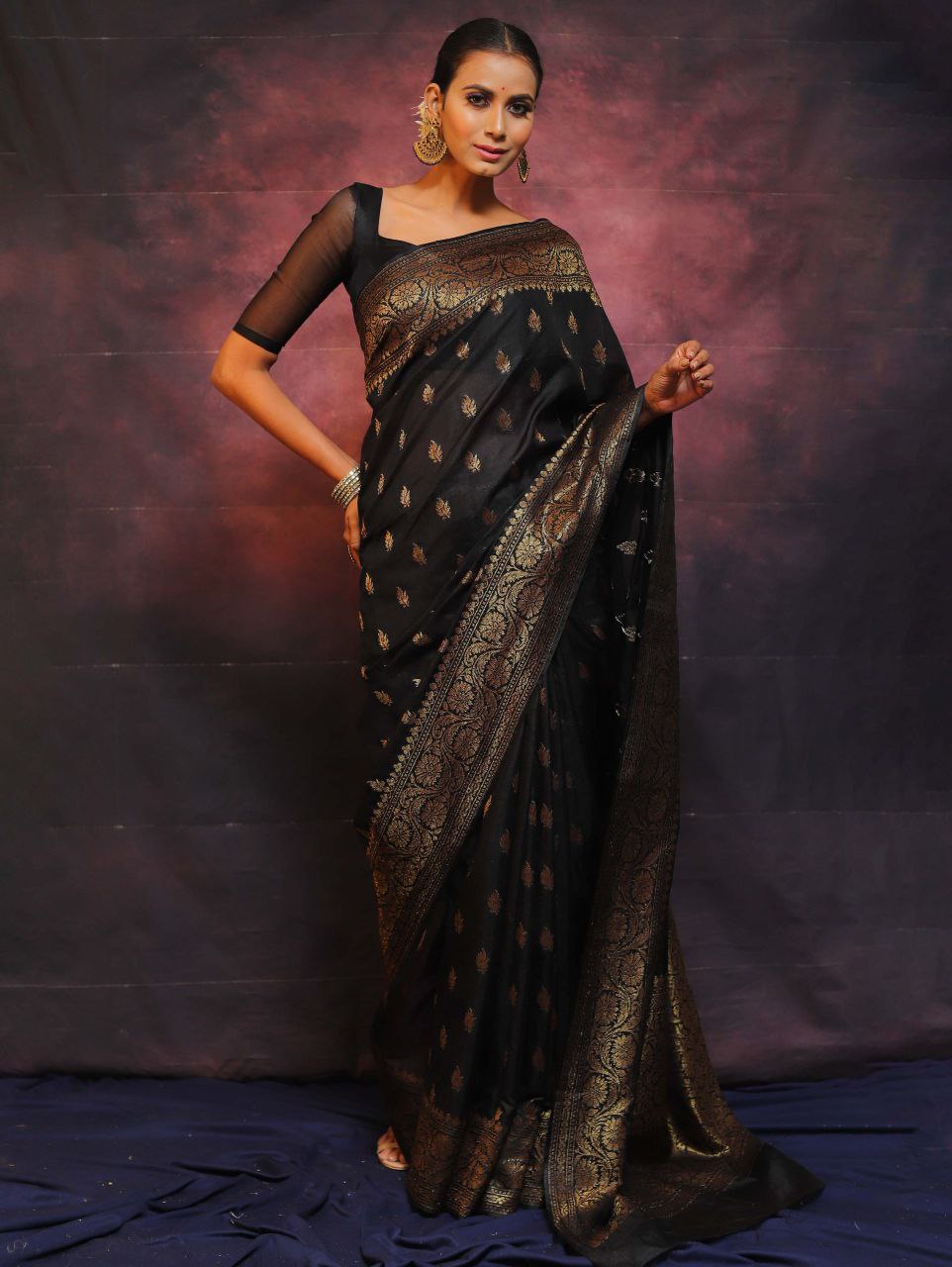 Elegant Banarasi Silk Saree with Rich Golden Zari Work