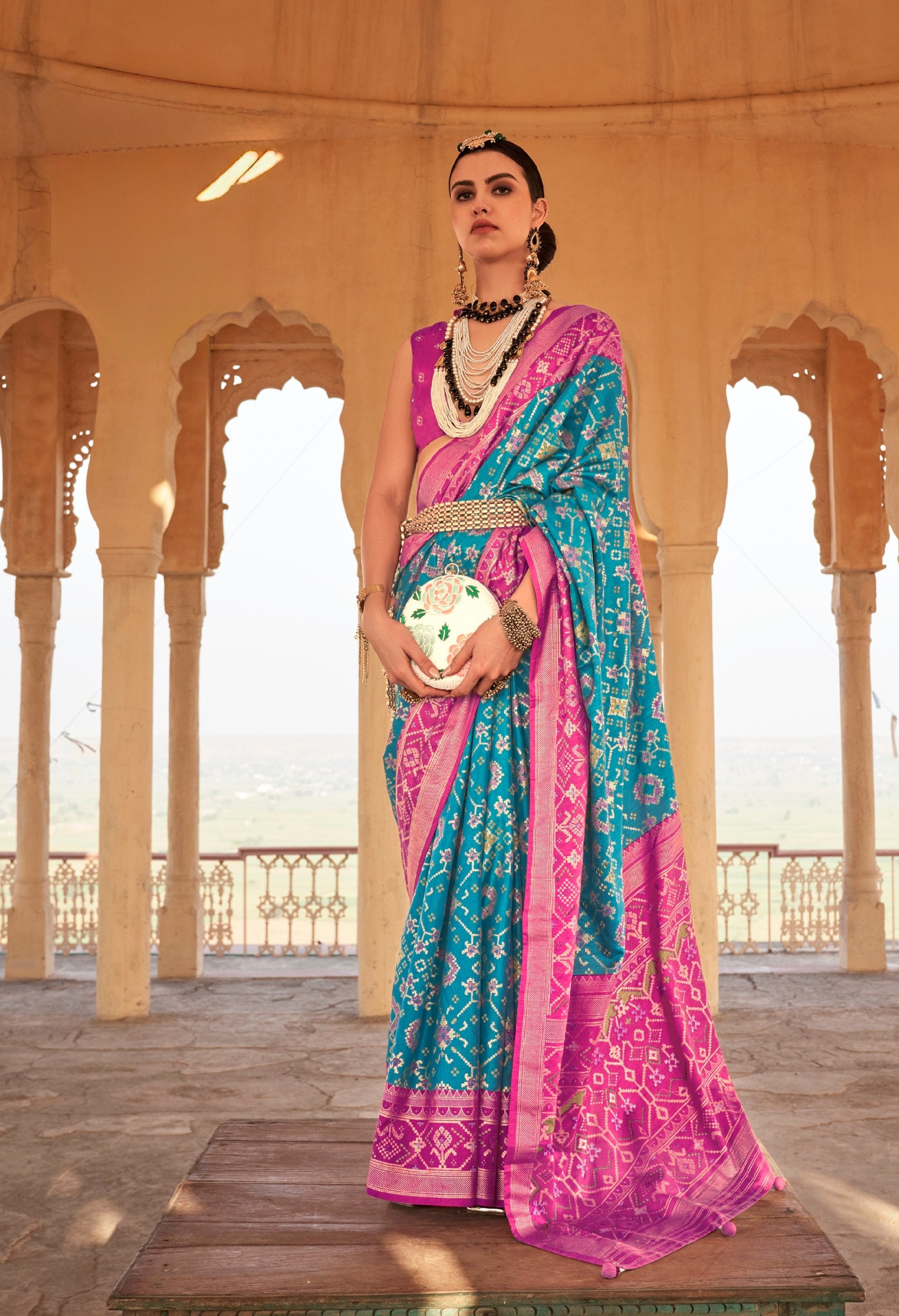 Classic Banarasi Saree with Contrast Pallu and Blouse