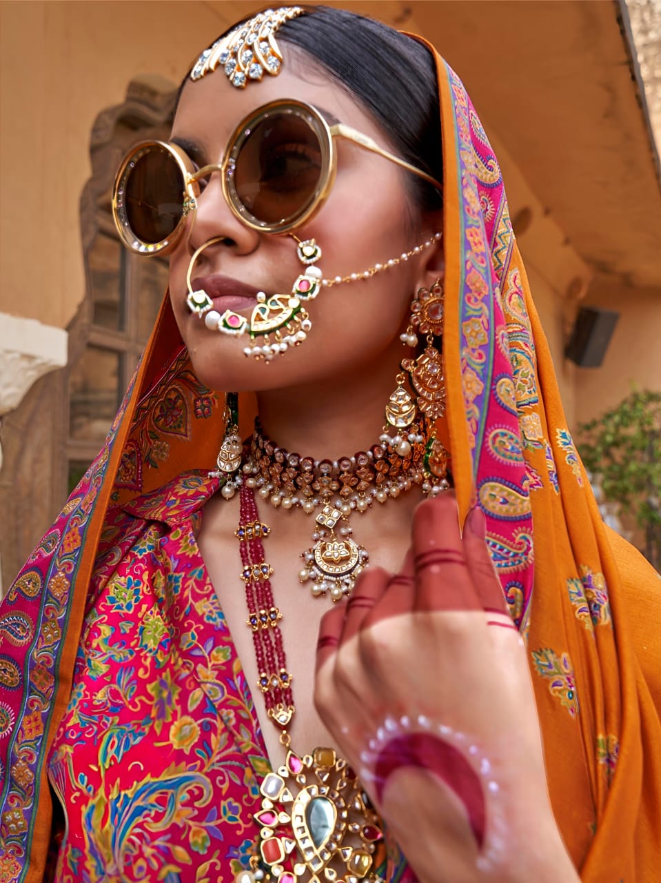 Heritage  Saree with Zari Weaving & Contrast Blouse