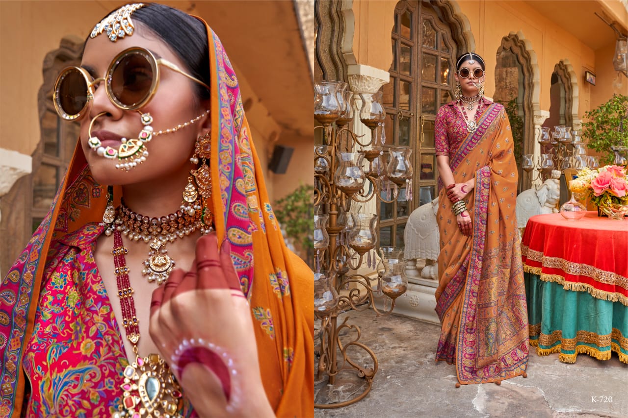 Heritage  Saree with Zari Weaving & Contrast Blouse