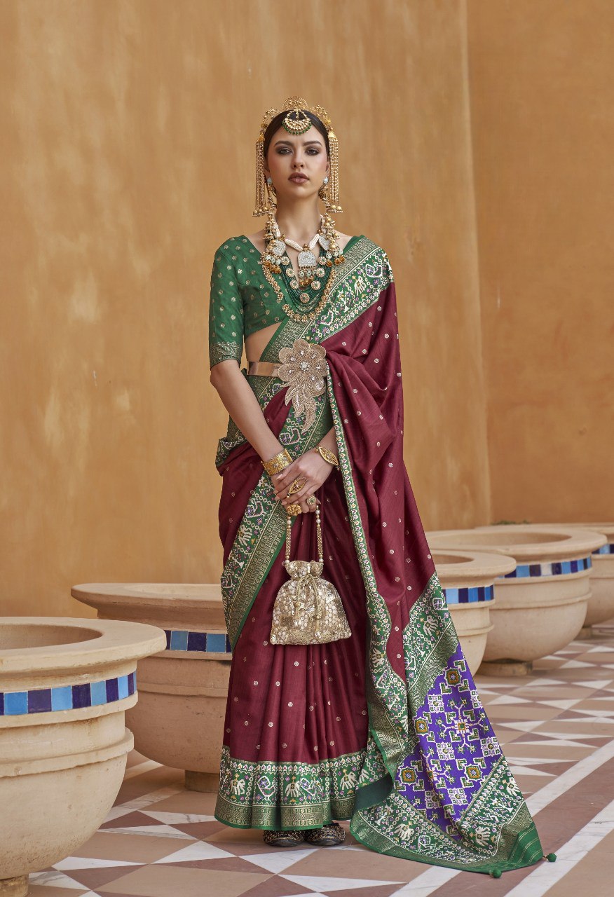 Heritage Inspired Saree with Printed and Handwork Touch