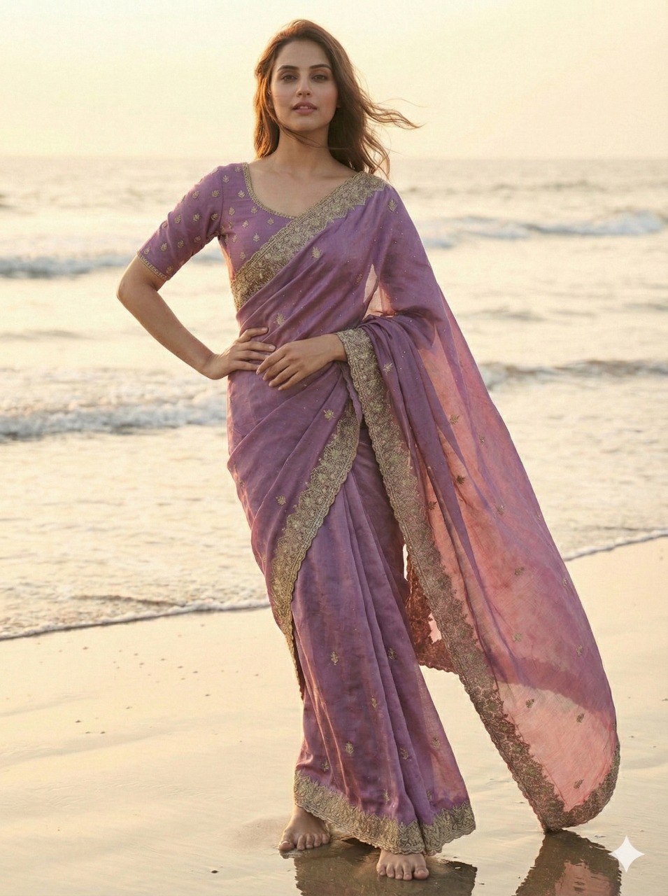 EXCLUSIVE BEAUTIFUL SPECIAL EMBERODERY WORK AND DIAMOND WORK SAREE