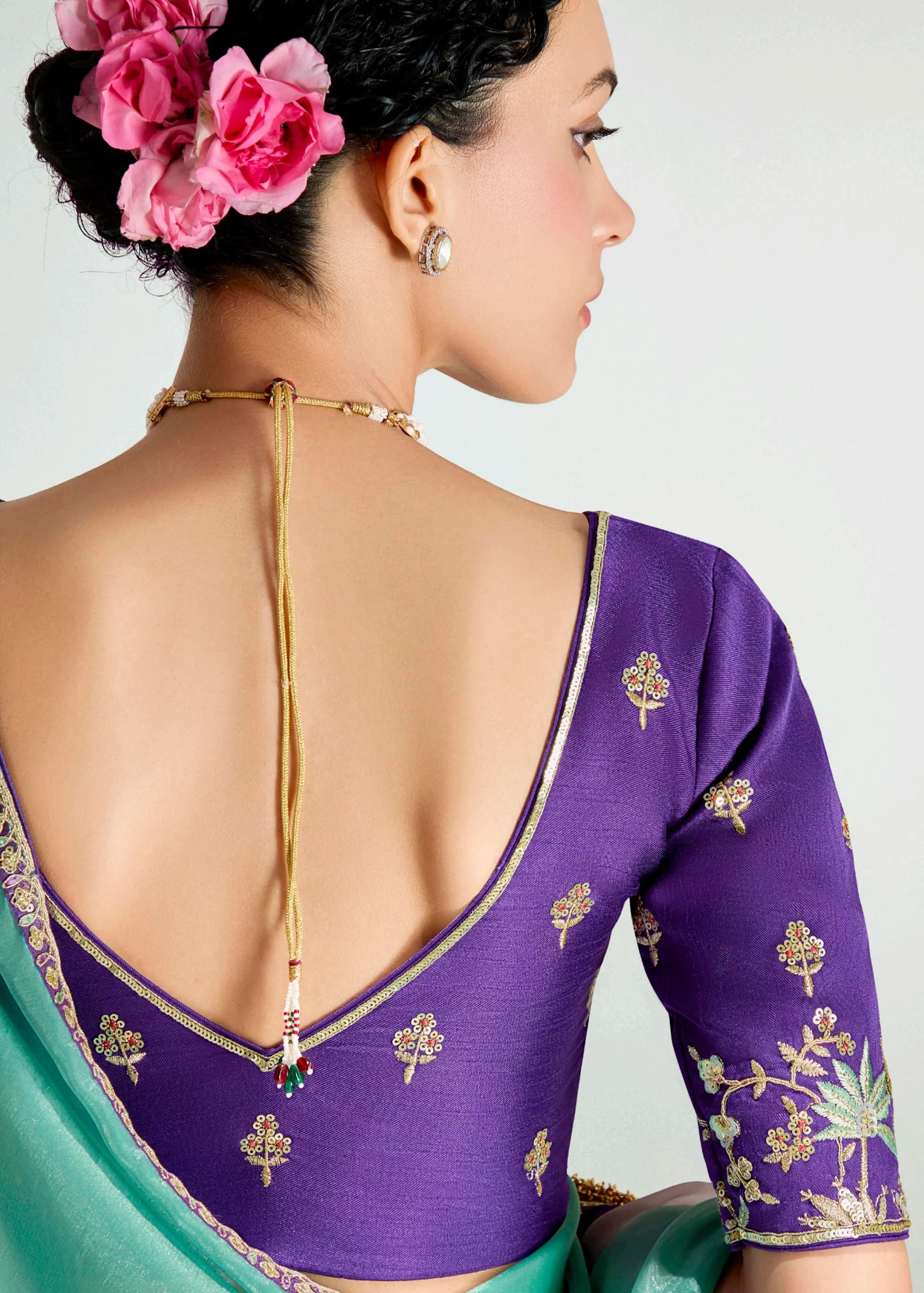 Launching new amazing  Designer Tissue Saree With Embroidered Blouse