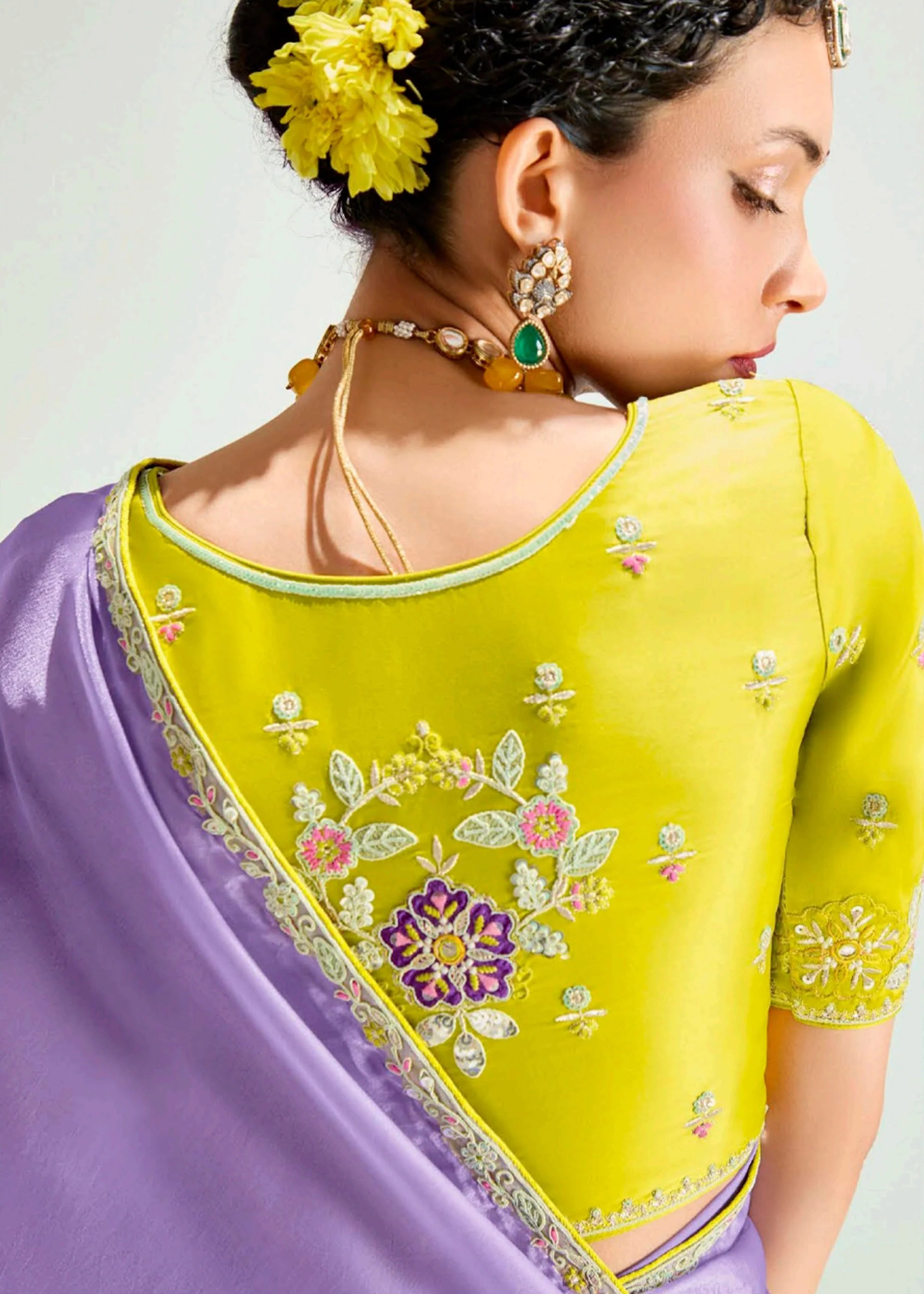 Launching new amazing  Designer Tissue Saree With Embroidered Blouse