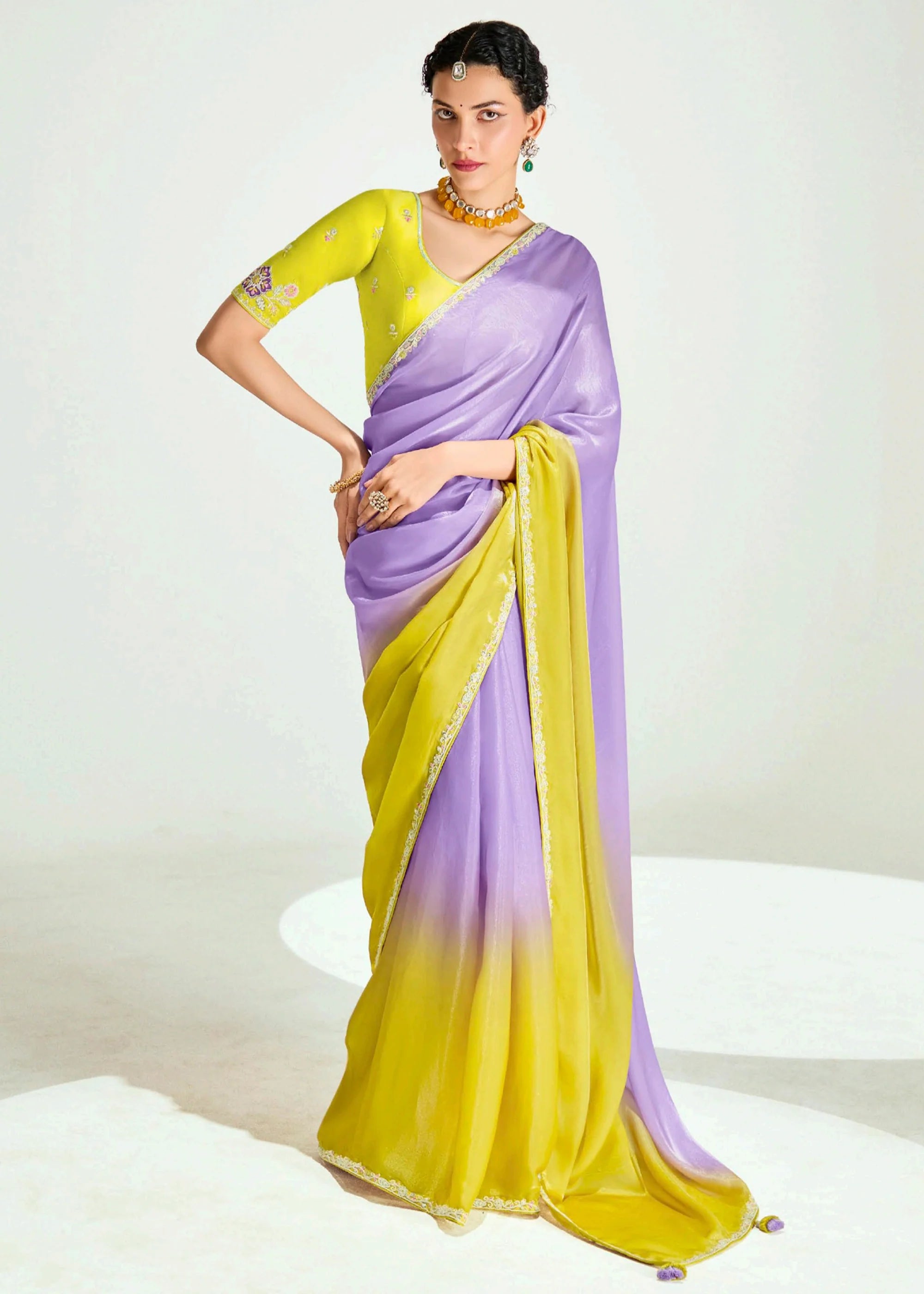 Launching new amazing  Designer Tissue Saree With Embroidered Blouse