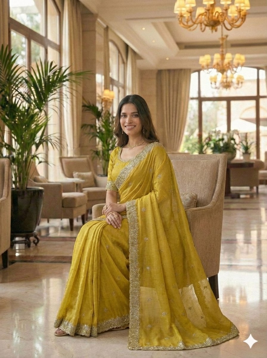 EXCLUSIVE BEAUTIFUL SPECIAL EMBERODERY WORK AND DIAMOND WORK SAREE