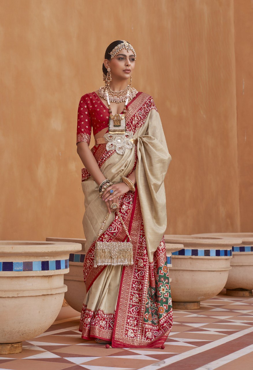 Heritage Inspired Saree with Printed and Handwork Touch