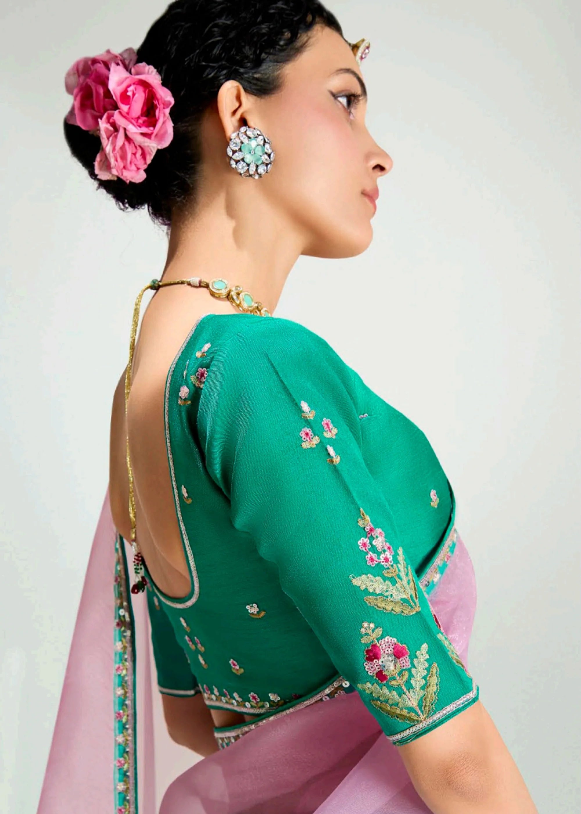 Launching new amazing  Designer Tissue Saree With Embroidered Blouse
