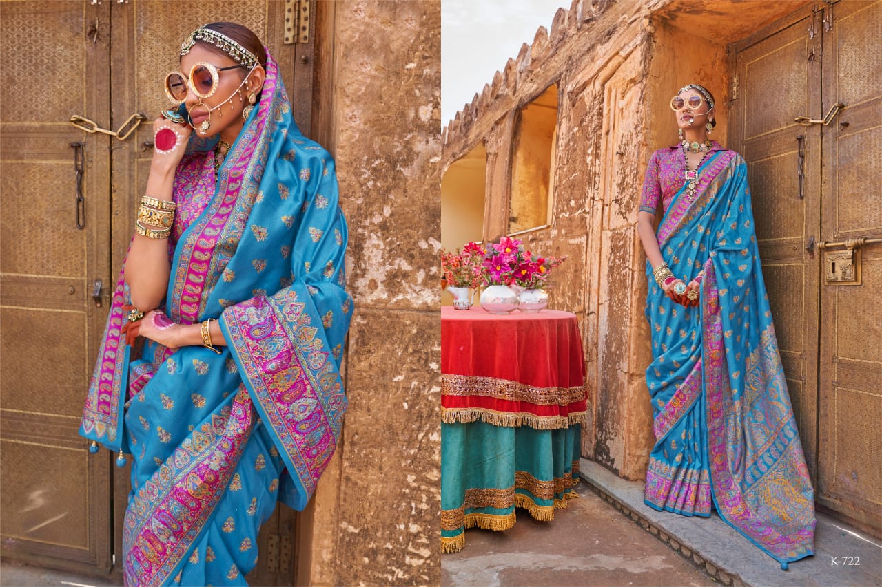 Heritage  Saree with Zari Weaving & Contrast Blouse