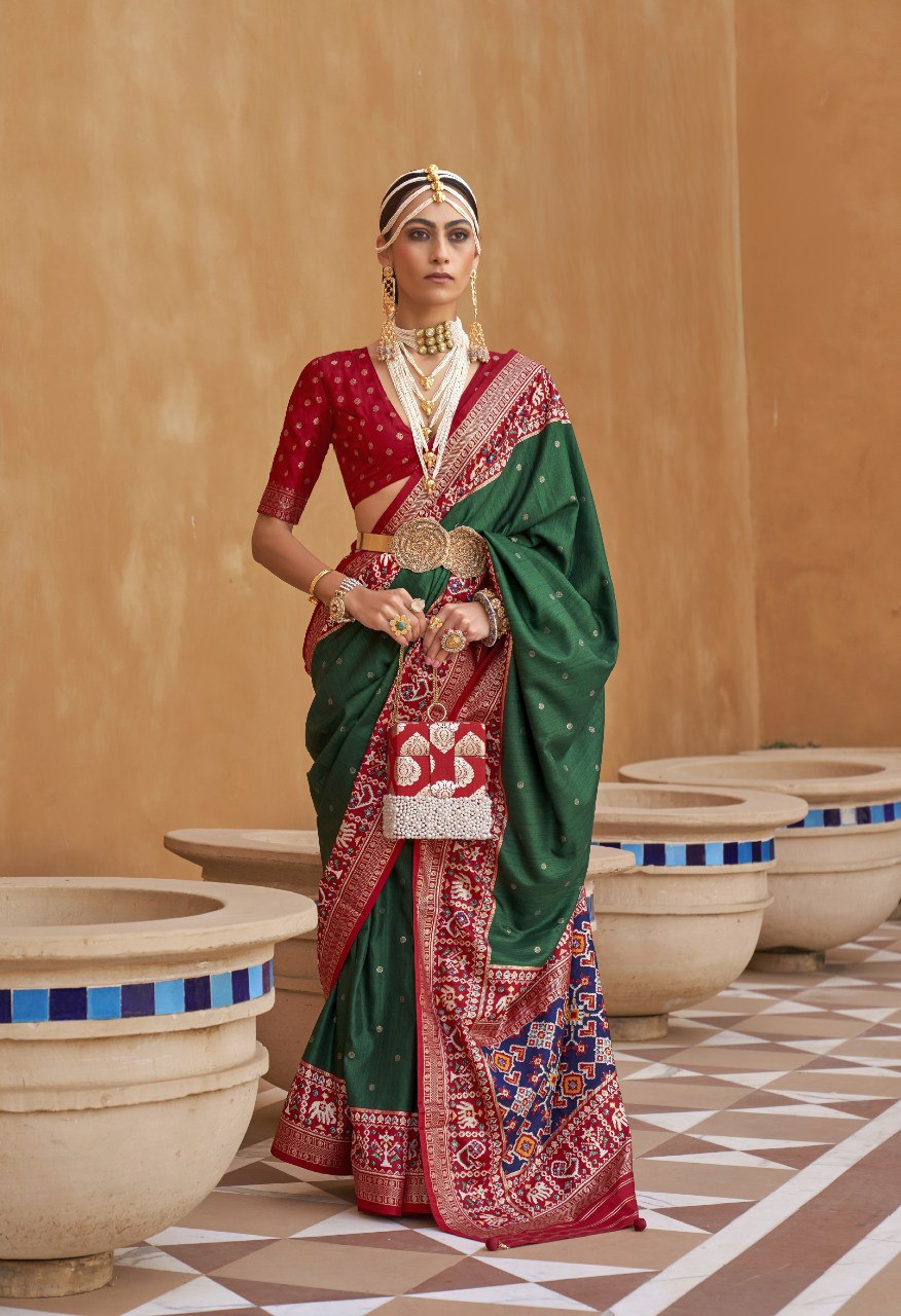 Heritage Inspired Saree with Printed and Handwork Touch