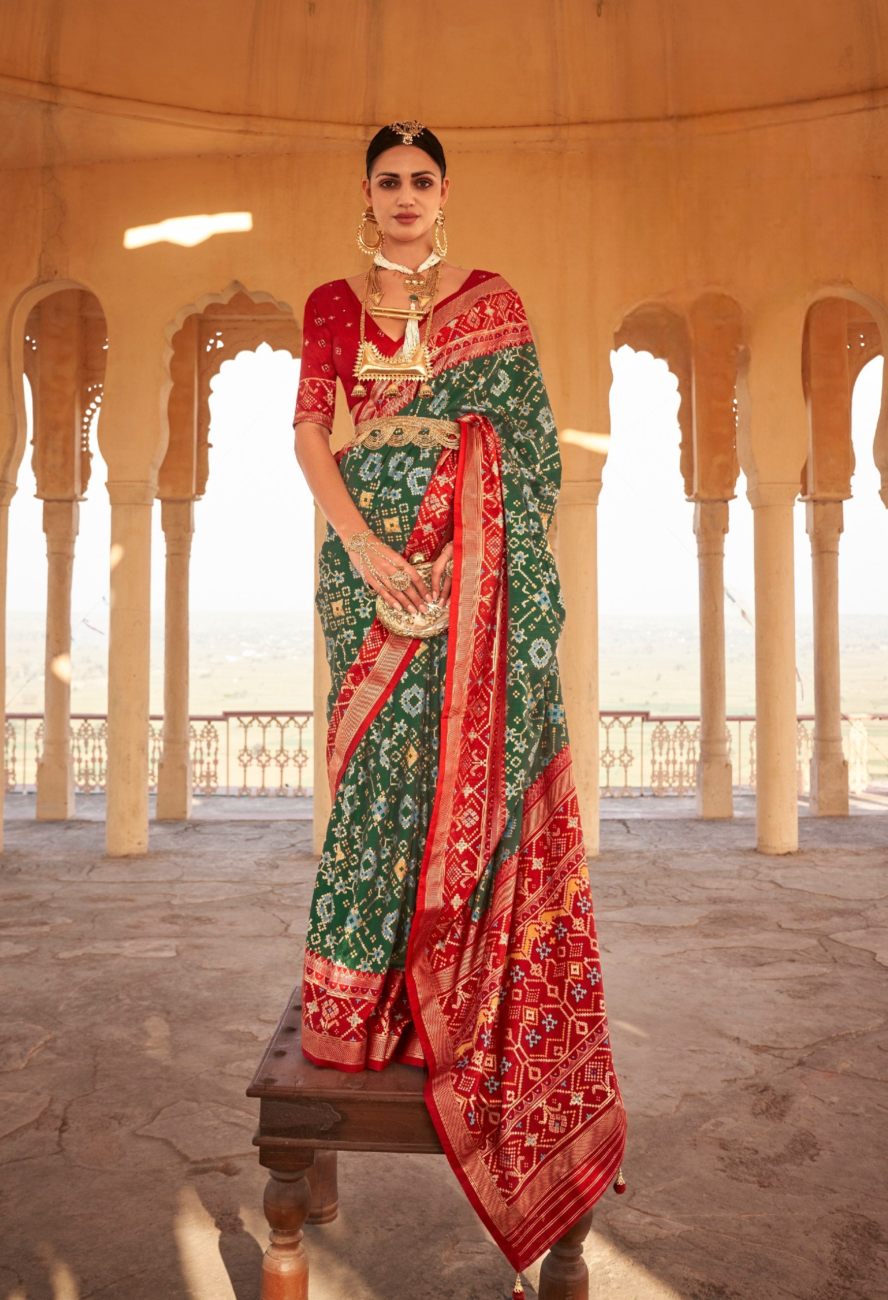 Classic Banarasi Saree with Contrast Pallu and Blouse