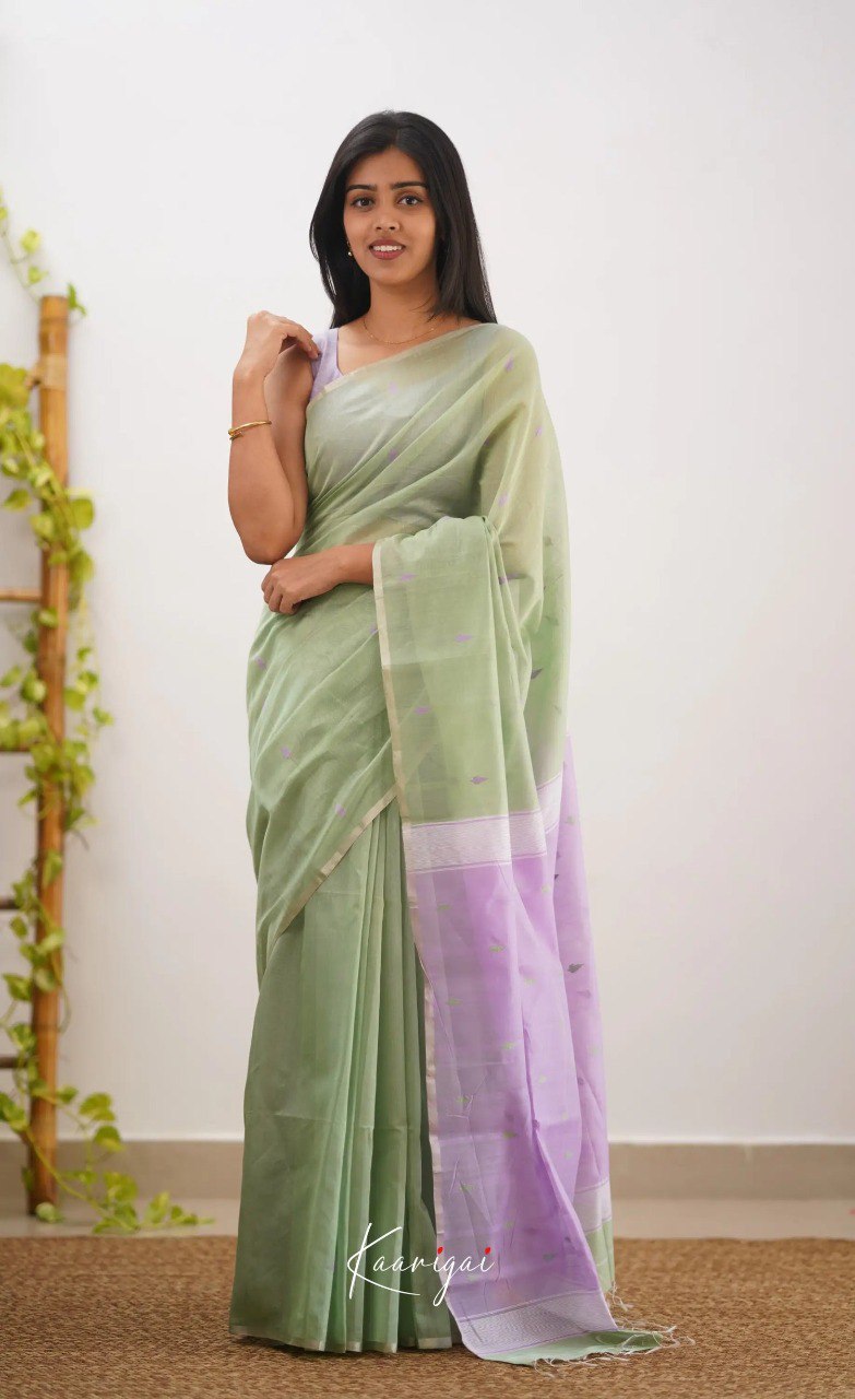 SOFT LILAN SLA COTTAN BEAUTIFUL RICH CONTRAST PALLU & JACQUARD WORK ON ALL OVER THE SAREE