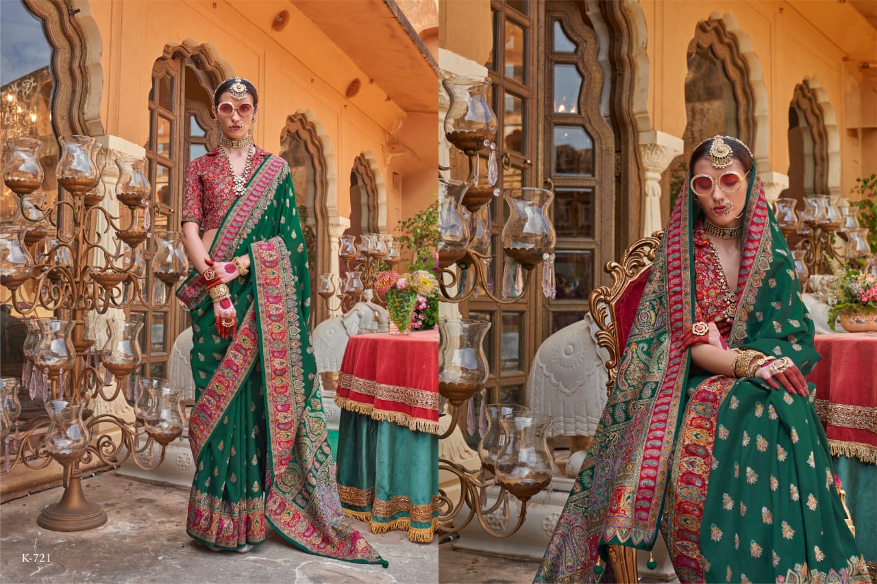 Heritage  Saree with Zari Weaving & Contrast Blouse