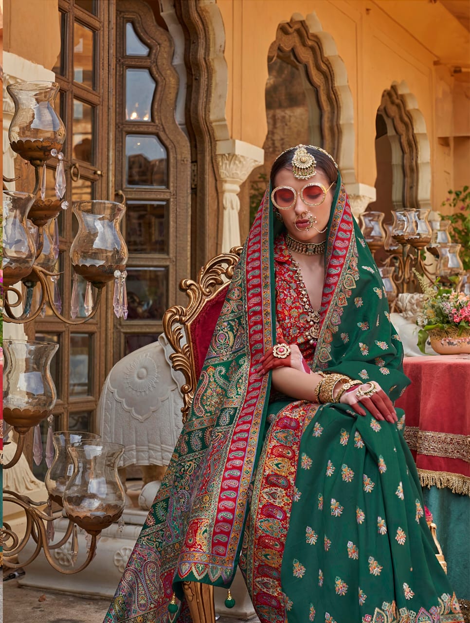 Heritage  Saree with Zari Weaving & Contrast Blouse