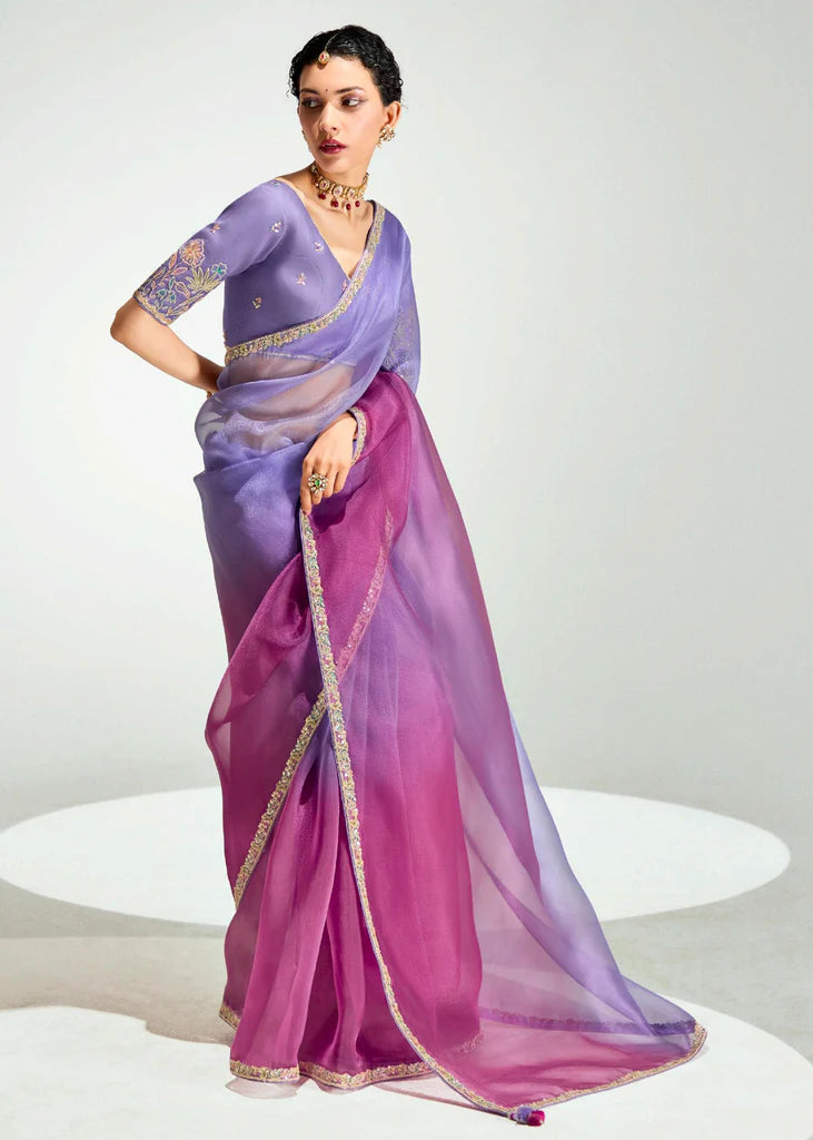 Launching new amazing  Designer Tissue Saree With Embroidered Blouse