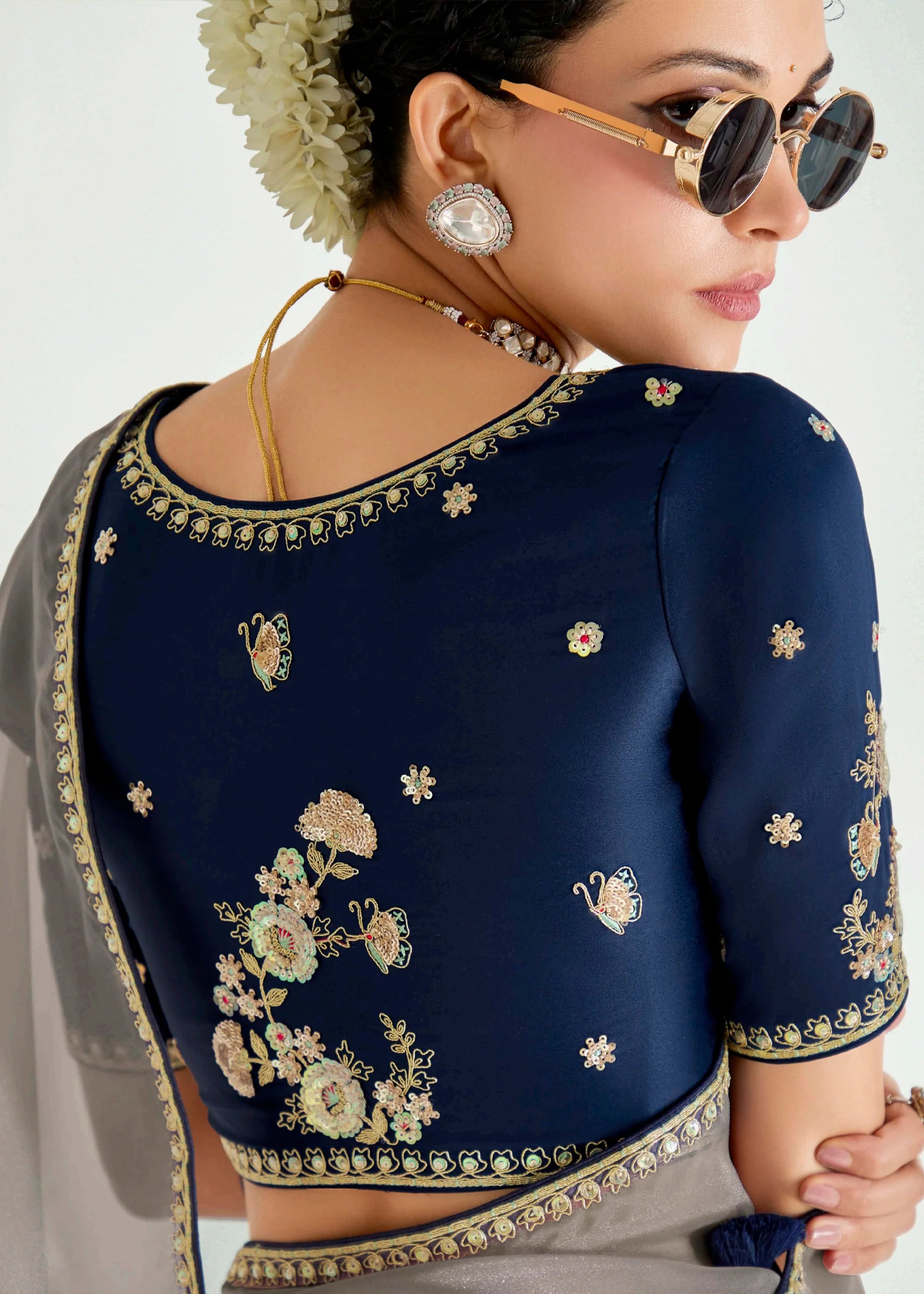 Launching new amazing  Designer Tissue Saree With Embroidered Blouse