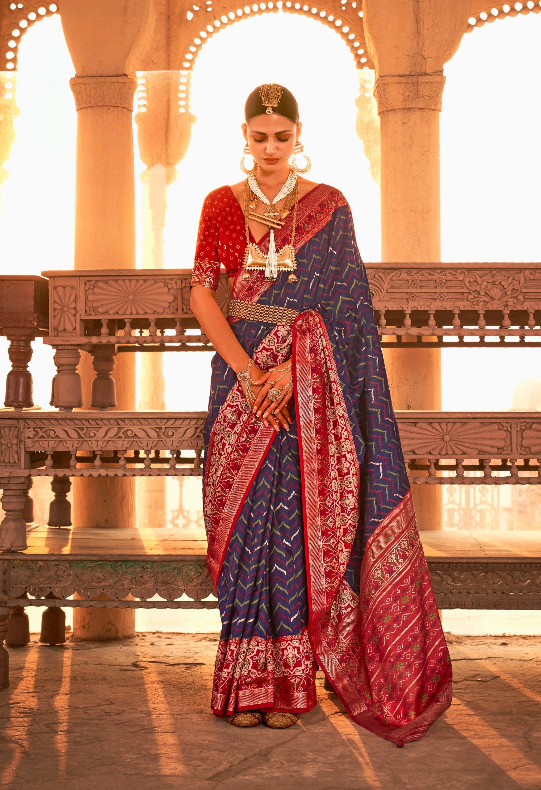 Classic Banarasi Saree with Contrast Pallu and Blouse