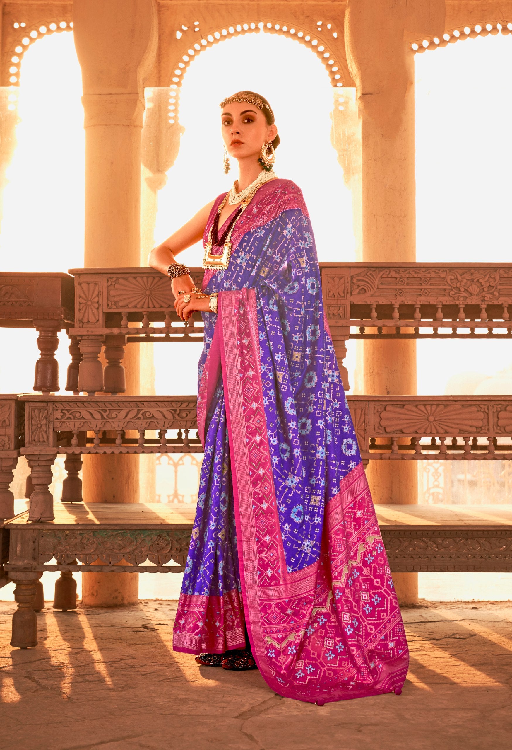 Classic Banarasi Saree with Contrast Pallu and Blouse
