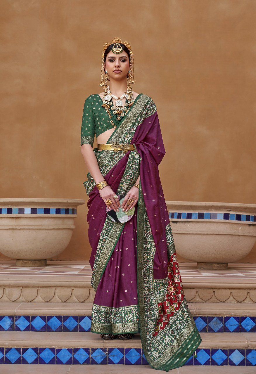 Heritage Inspired Saree with Printed and Handwork Touch