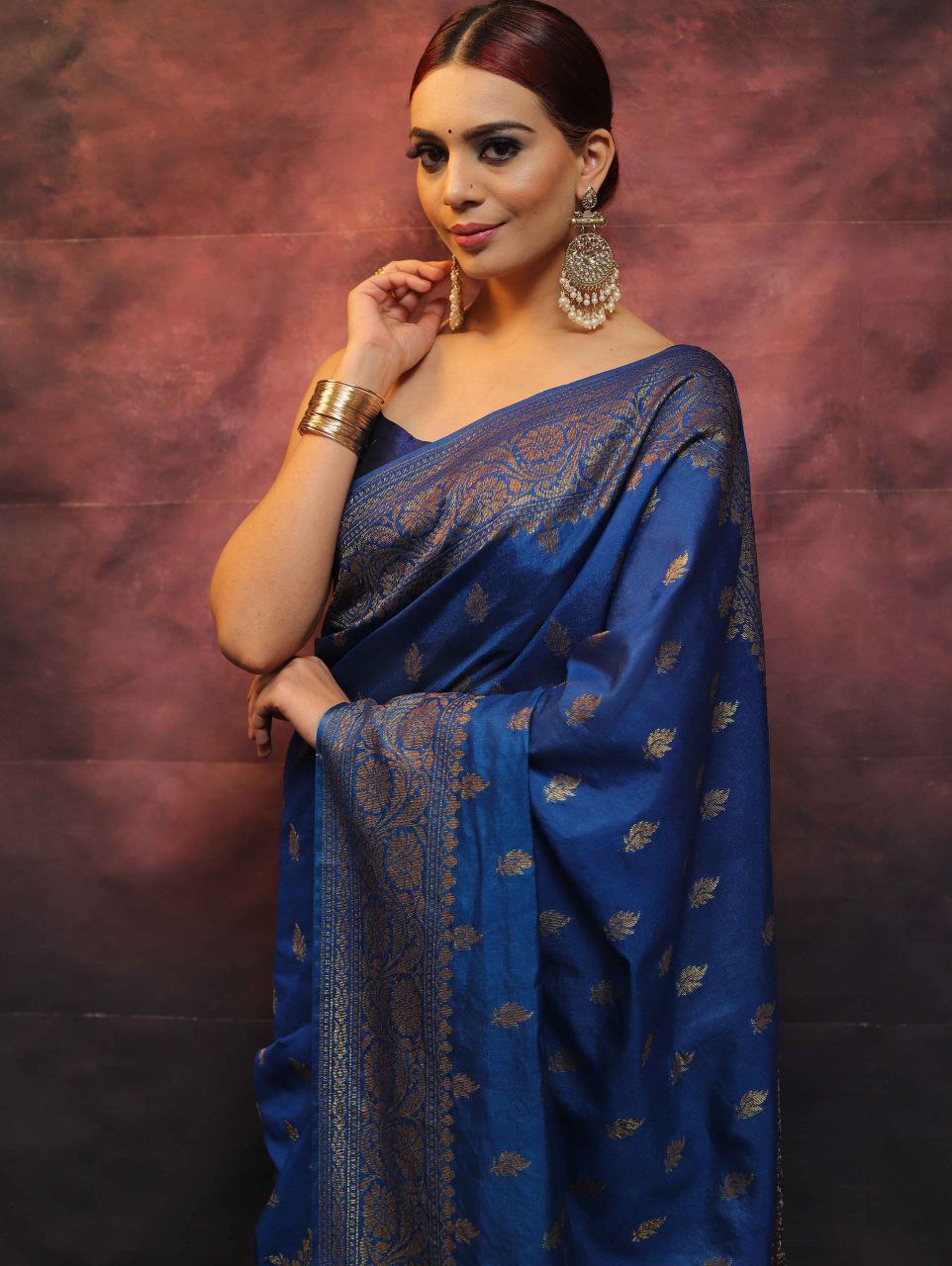 Elegant Banarasi Silk Saree with Rich Golden Zari Work