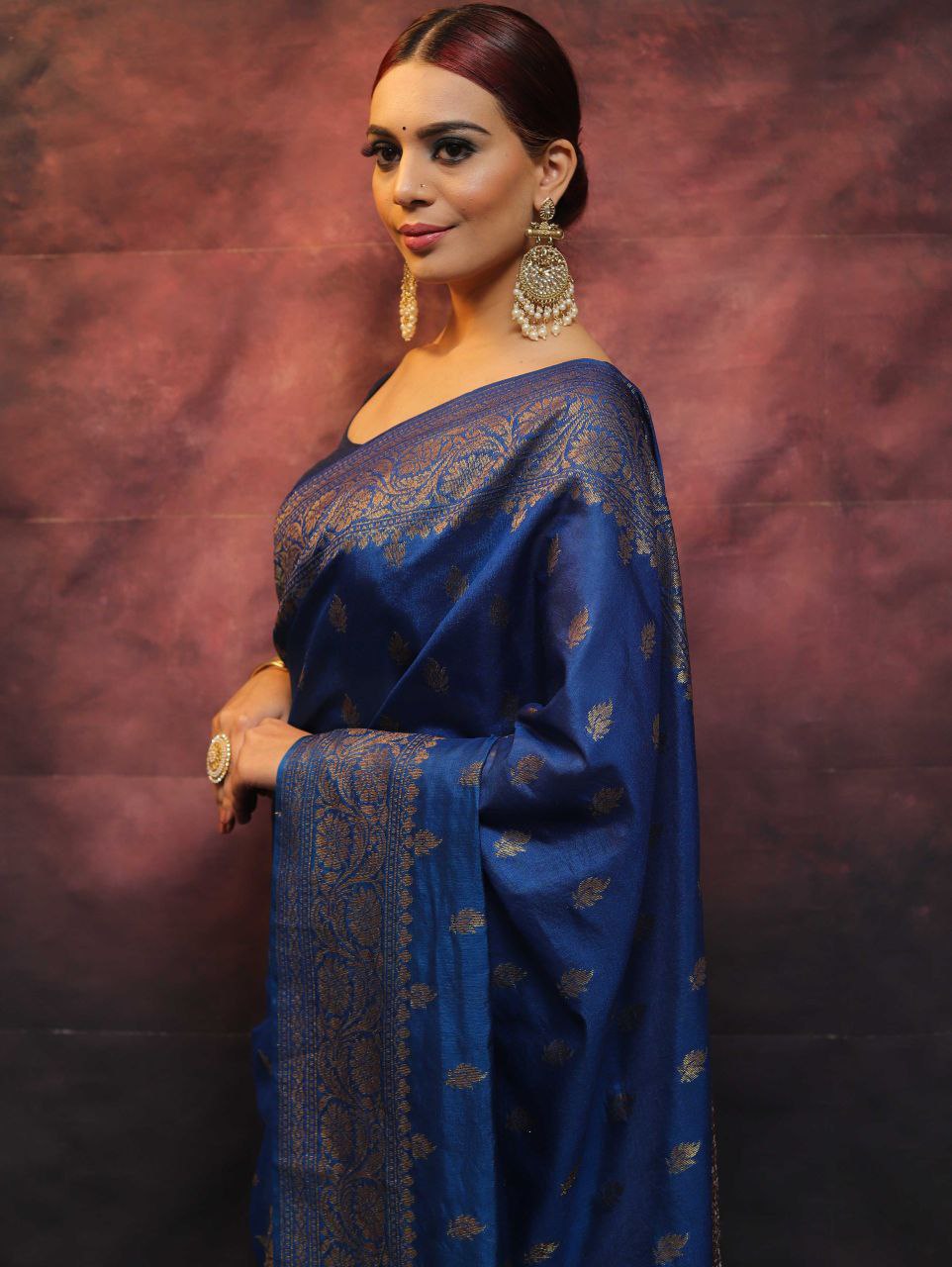 Elegant Banarasi Silk Saree with Rich Golden Zari Work