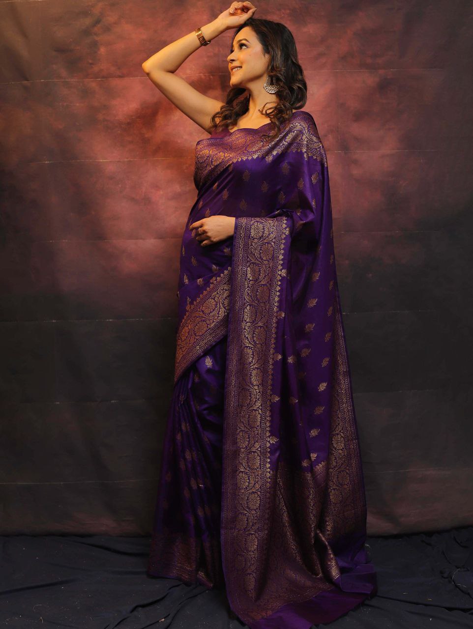 Elegant Banarasi Silk Saree with Rich Golden Zari Work