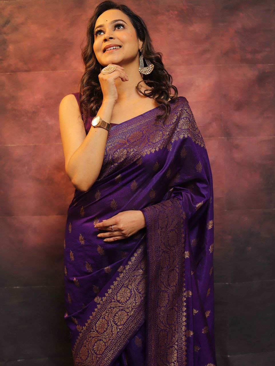 Elegant Banarasi Silk Saree with Rich Golden Zari Work