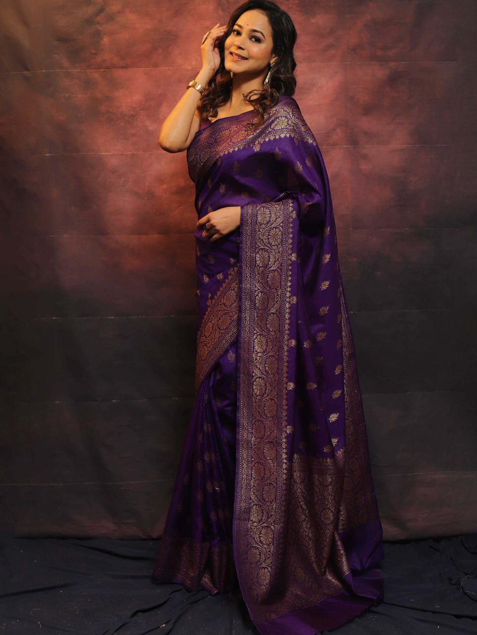 Elegant Banarasi Silk Saree with Rich Golden Zari Work