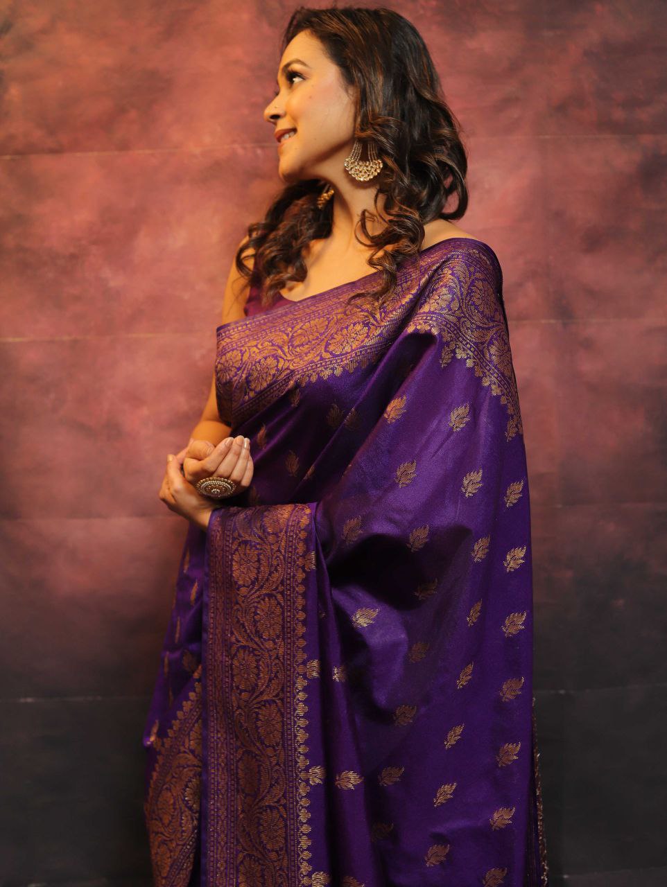 Elegant Banarasi Silk Saree with Rich Golden Zari Work