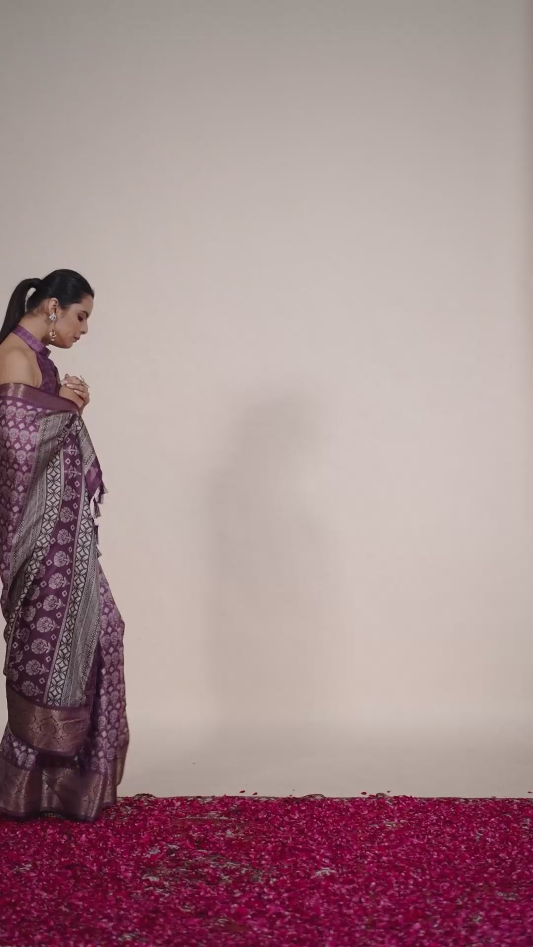Regal Soft Lichi Silk Saree adorned with intricate digital ethnic weaving motifs and a luxurious golden zari border.